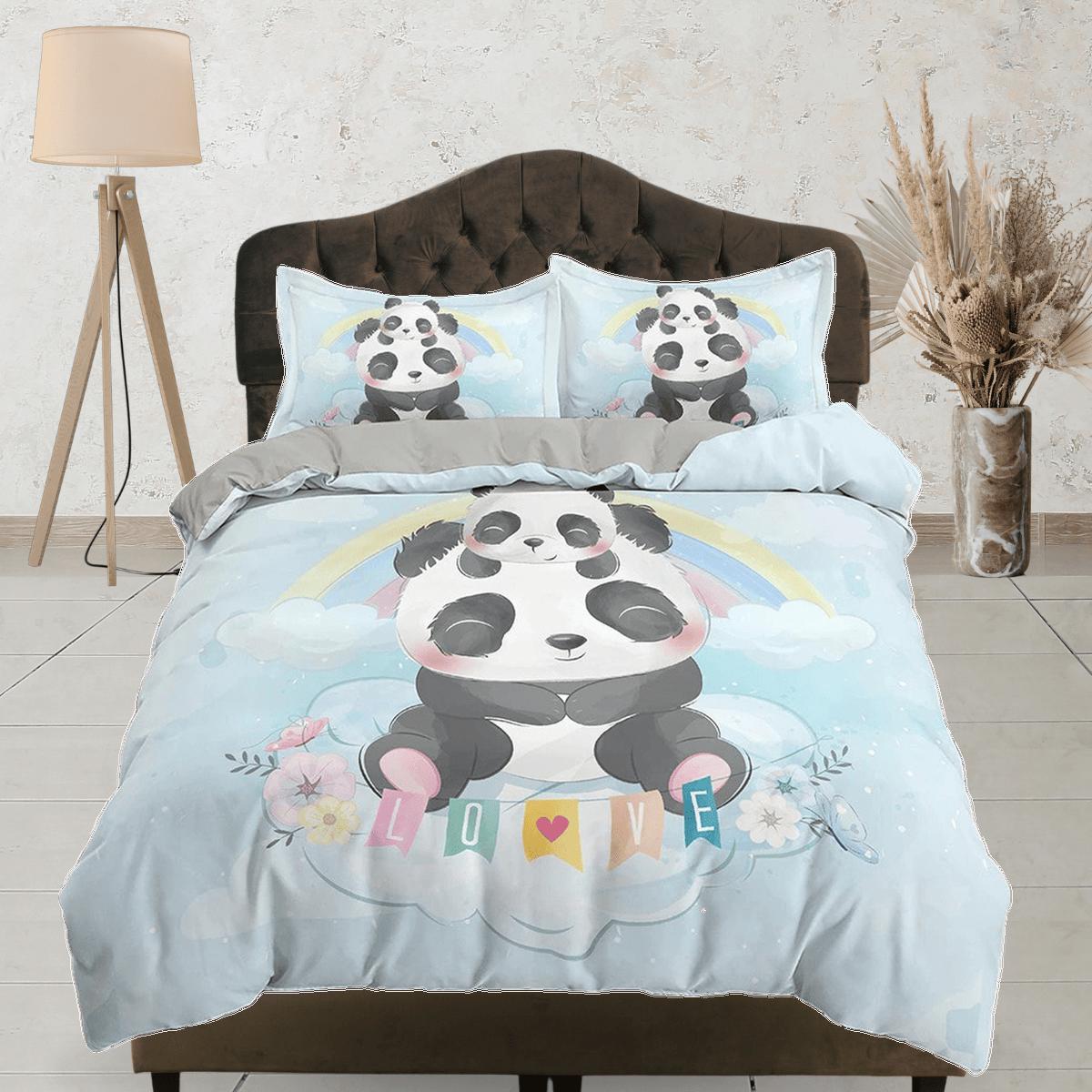 daintyduvet Cute Panda Baby Bedding, Duvet Cover Set & Pillowcase, Zipper Bedding, Dorm Bedding, Teens Adult Duvet King Queen Full Twin Single