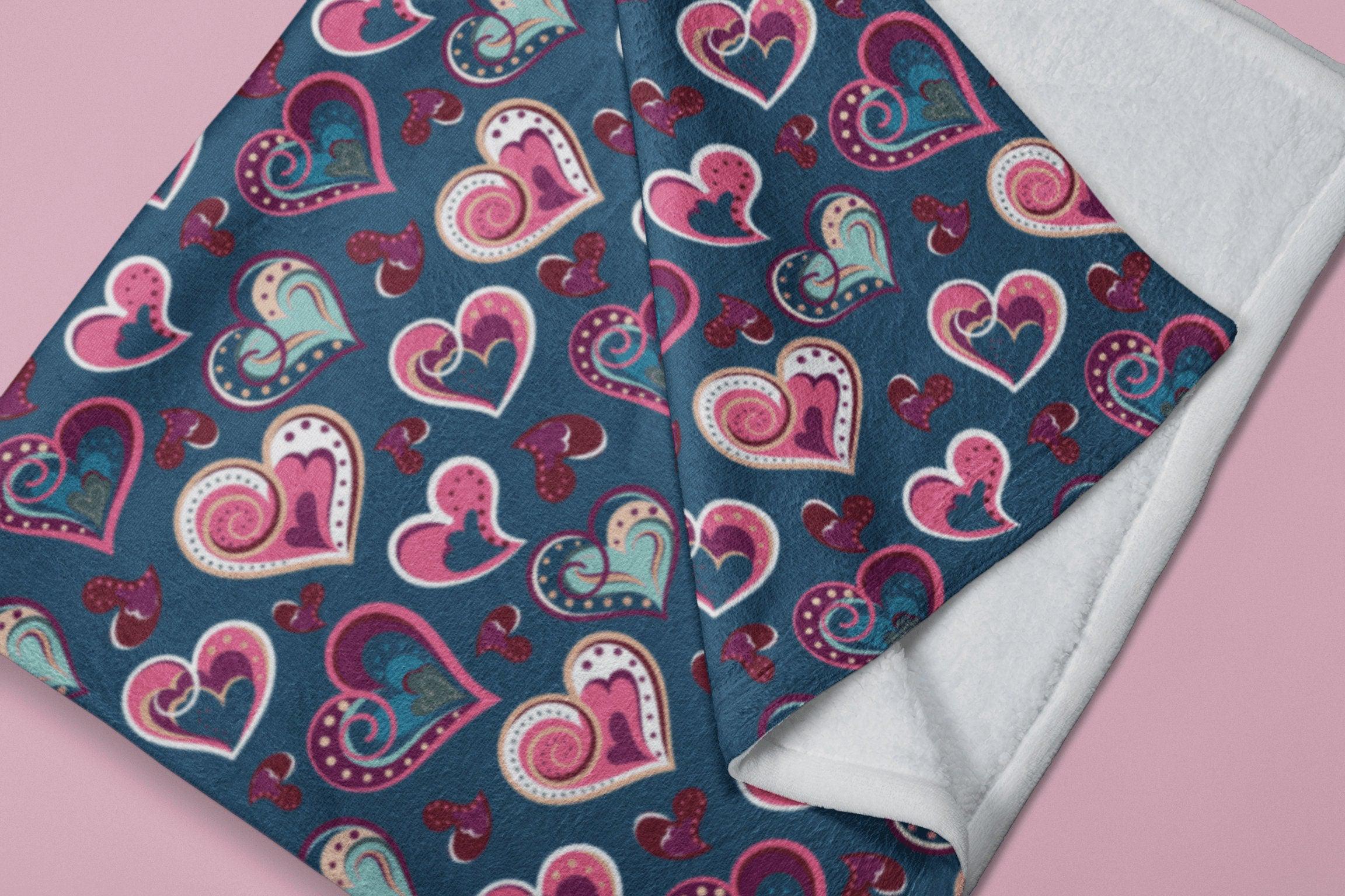 daintyduvet Cute Pink Hearts Pattern Soft Fluffy Velvet Flannel Fleece Throw Blanket