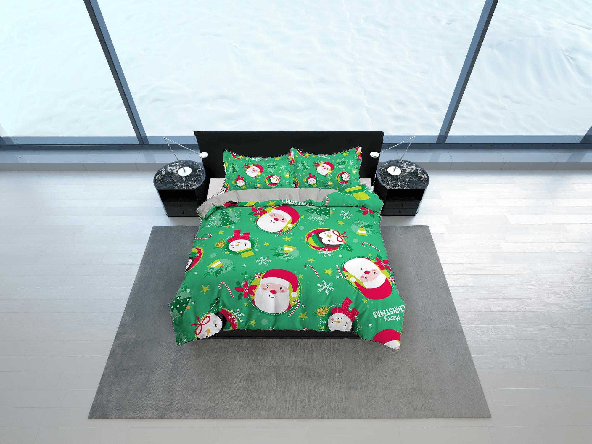 daintyduvet Cute santa claus green duvet cover set christmas full size bedding & pillowcase, college bedding, toddler bedding, holiday gift room decor