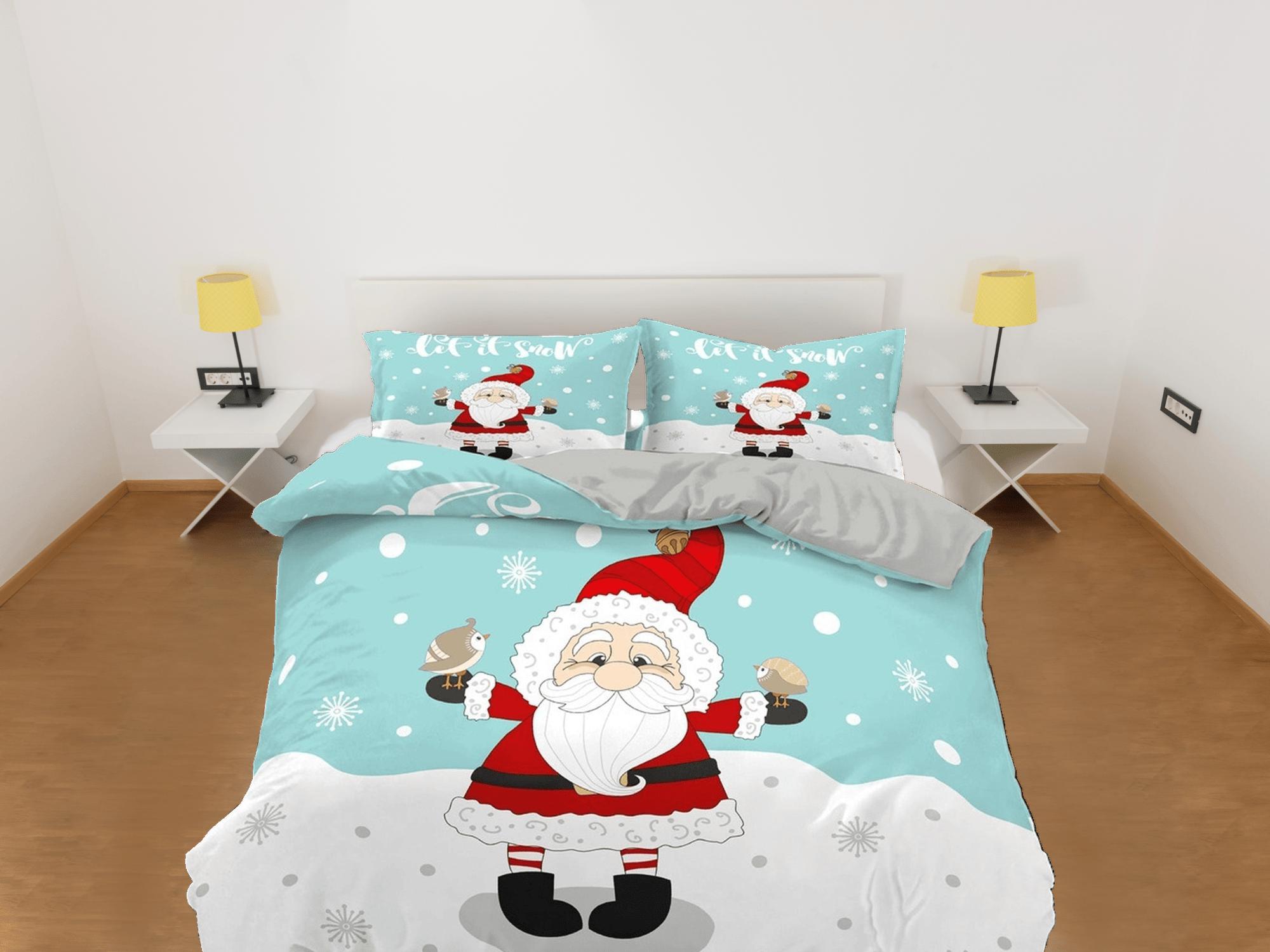 daintyduvet Cute Santa Claus in snow Christmas bedding & pillowcase holiday gift duvet cover king queen full toddler bedding baby Christmas farmhouse
