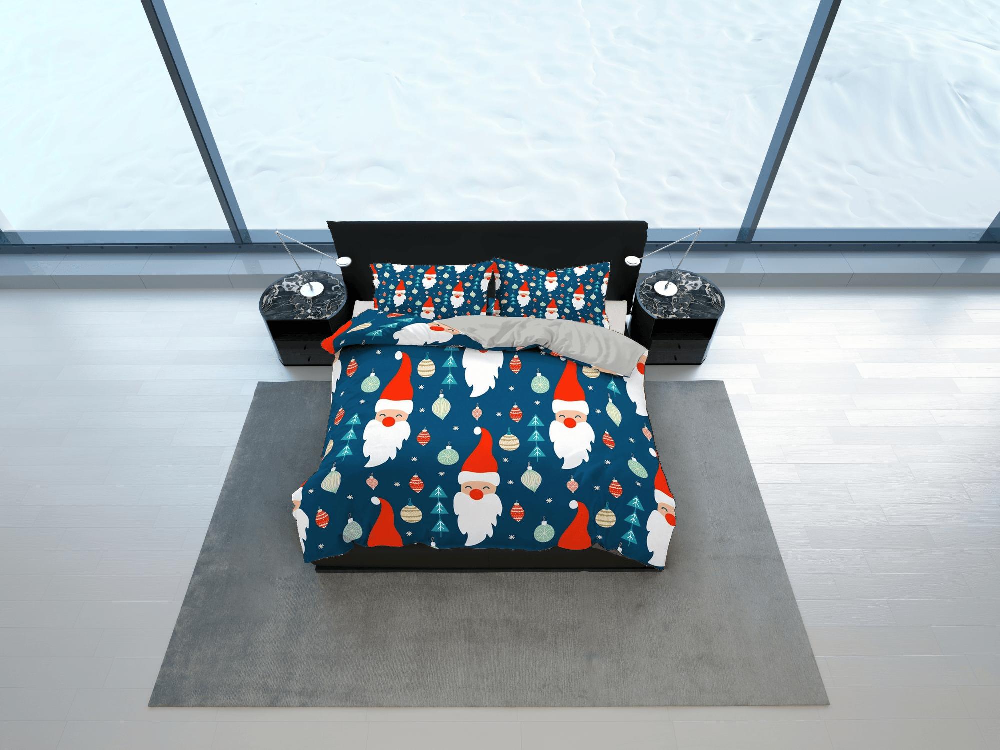 daintyduvet Cute Santa Claus pattern Christmas bedding & pillowcase holiday gift duvet cover king queen full twin toddler bedding baby Christmas decor