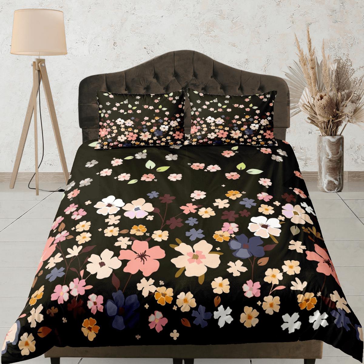 daintyduvet Dainty floral bedding, black bohemian duvet cover queen, king, boho duvet, designer bedding, aesthetic bedding, maximalist full size bedding