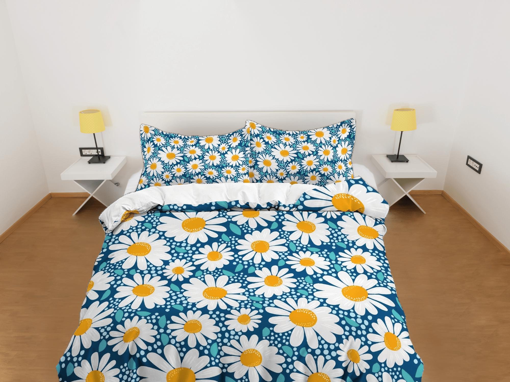 daintyduvet Daisy floral blue duvet cover colorful bedding, teen girl bedroom, baby girl crib bedding boho maximalist bedspread aesthetic bedding