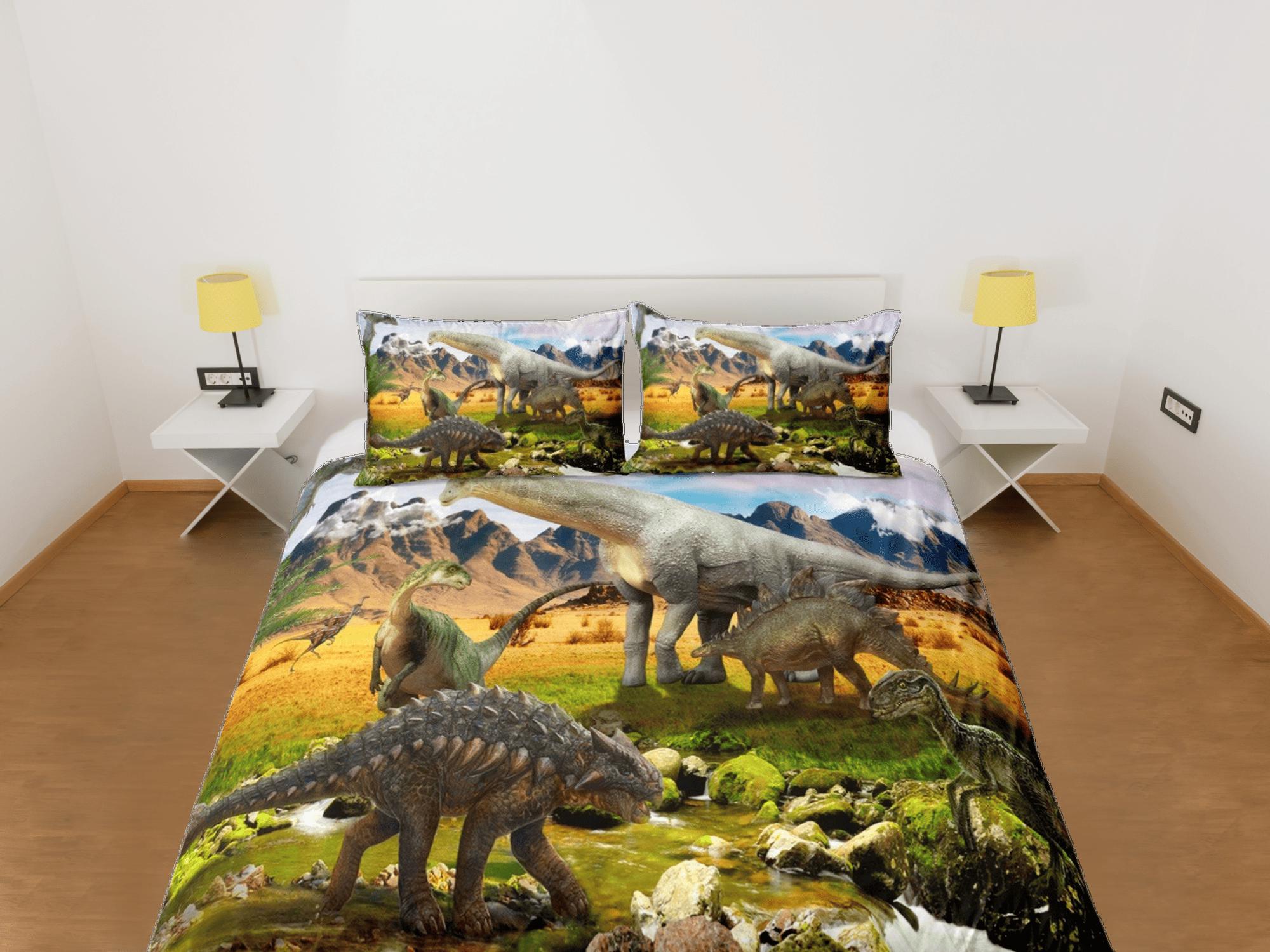 daintyduvet Dinosaur bedding, adult duvet cover, dorm bedding, teen boys bedding set full, animal prints duvet cover set, dinosaur gift, outdoor scenery