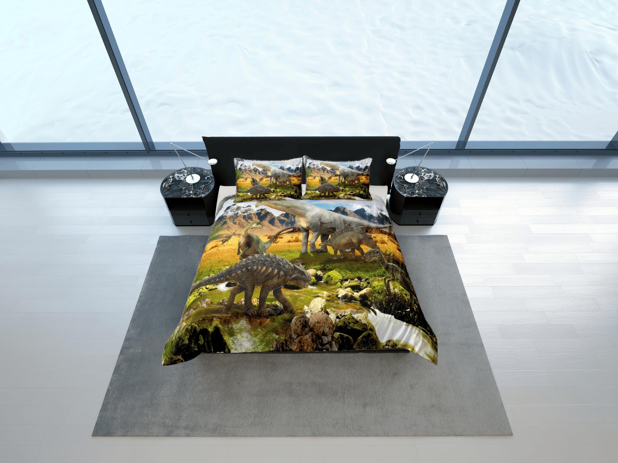 daintyduvet Dinosaur bedding, adult duvet cover, dorm bedding, teen boys bedding set full, animal prints duvet cover set, dinosaur gift, outdoor scenery