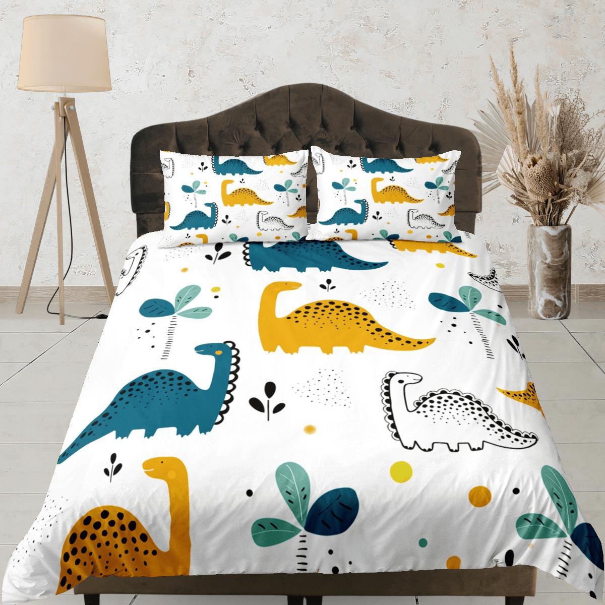 daintyduvet Dinosaurs Duvet Cover Set Colorful Bedspread, Kids Full Bedding Set with Pillowcase, Comforter Cover Twin