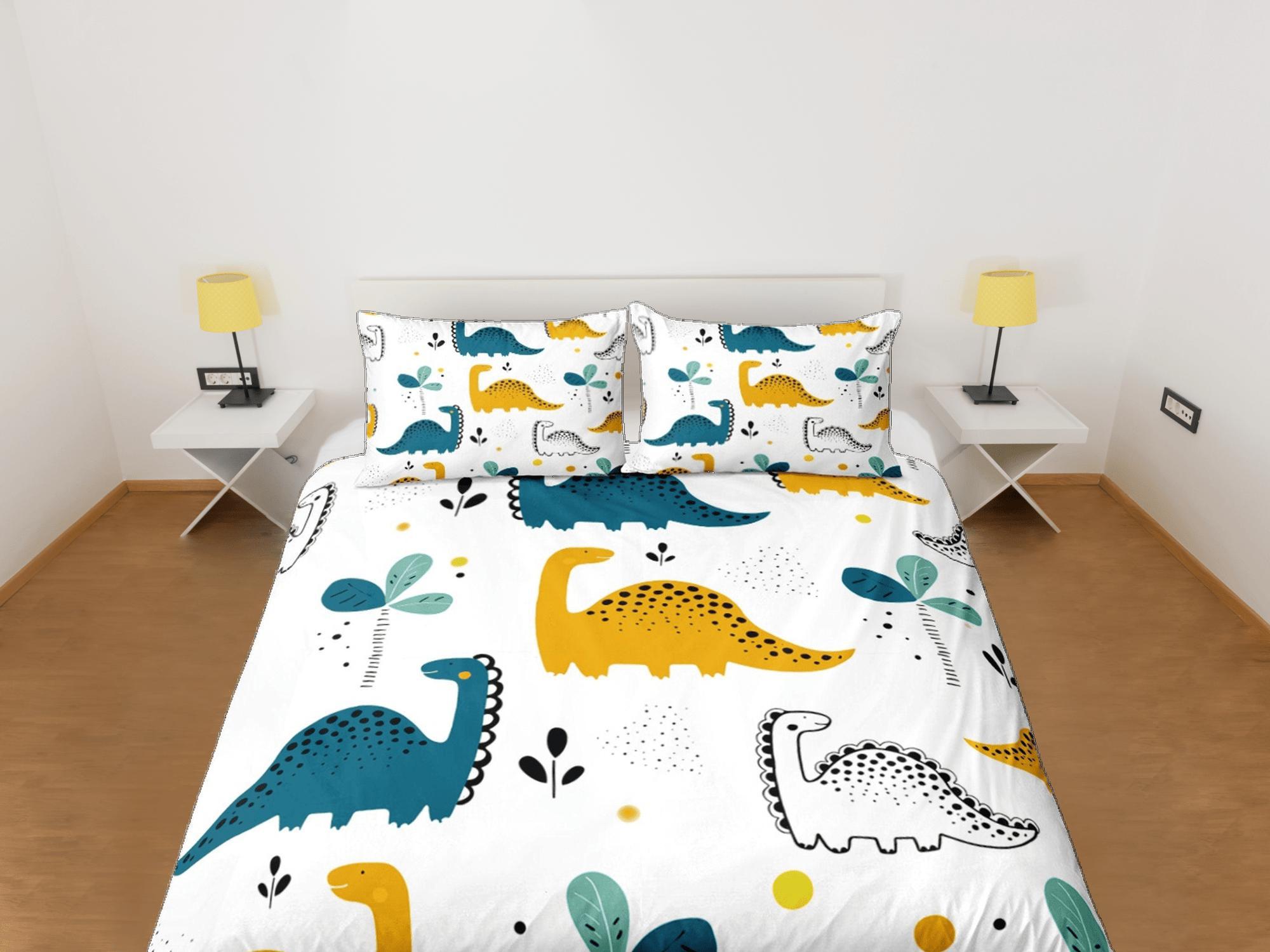 daintyduvet Dinosaurs Duvet Cover Set Colorful Bedspread, Kids Full Bedding Set with Pillowcase, Comforter Cover Twin