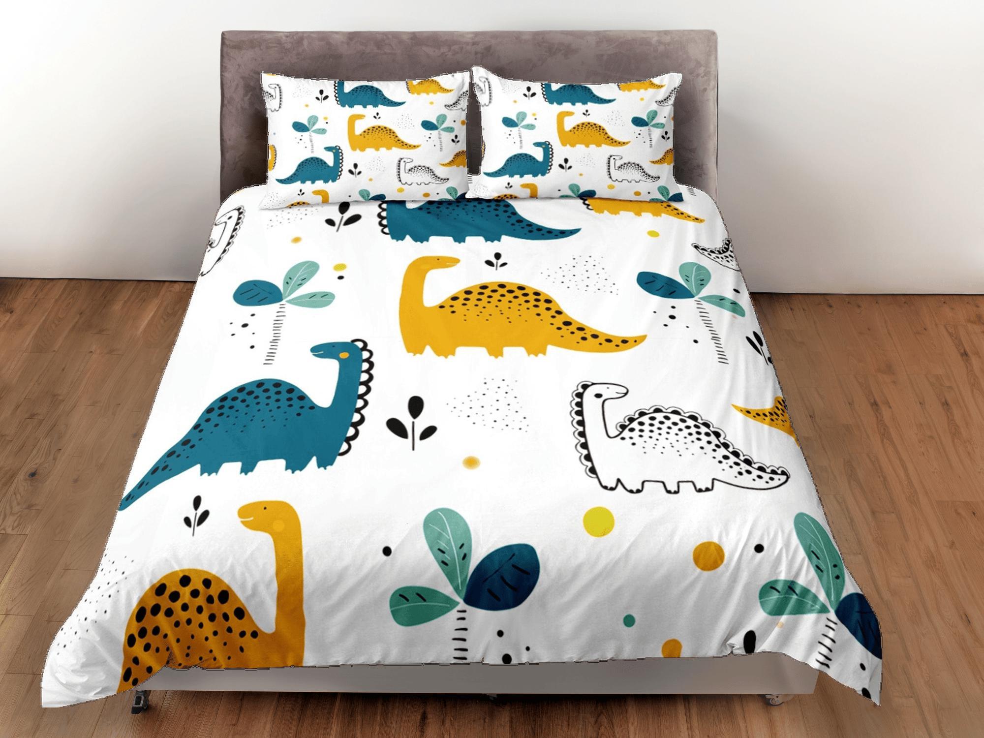 daintyduvet Dinosaurs Duvet Cover Set Colorful Bedspread, Kids Full Bedding Set with Pillowcase, Comforter Cover Twin