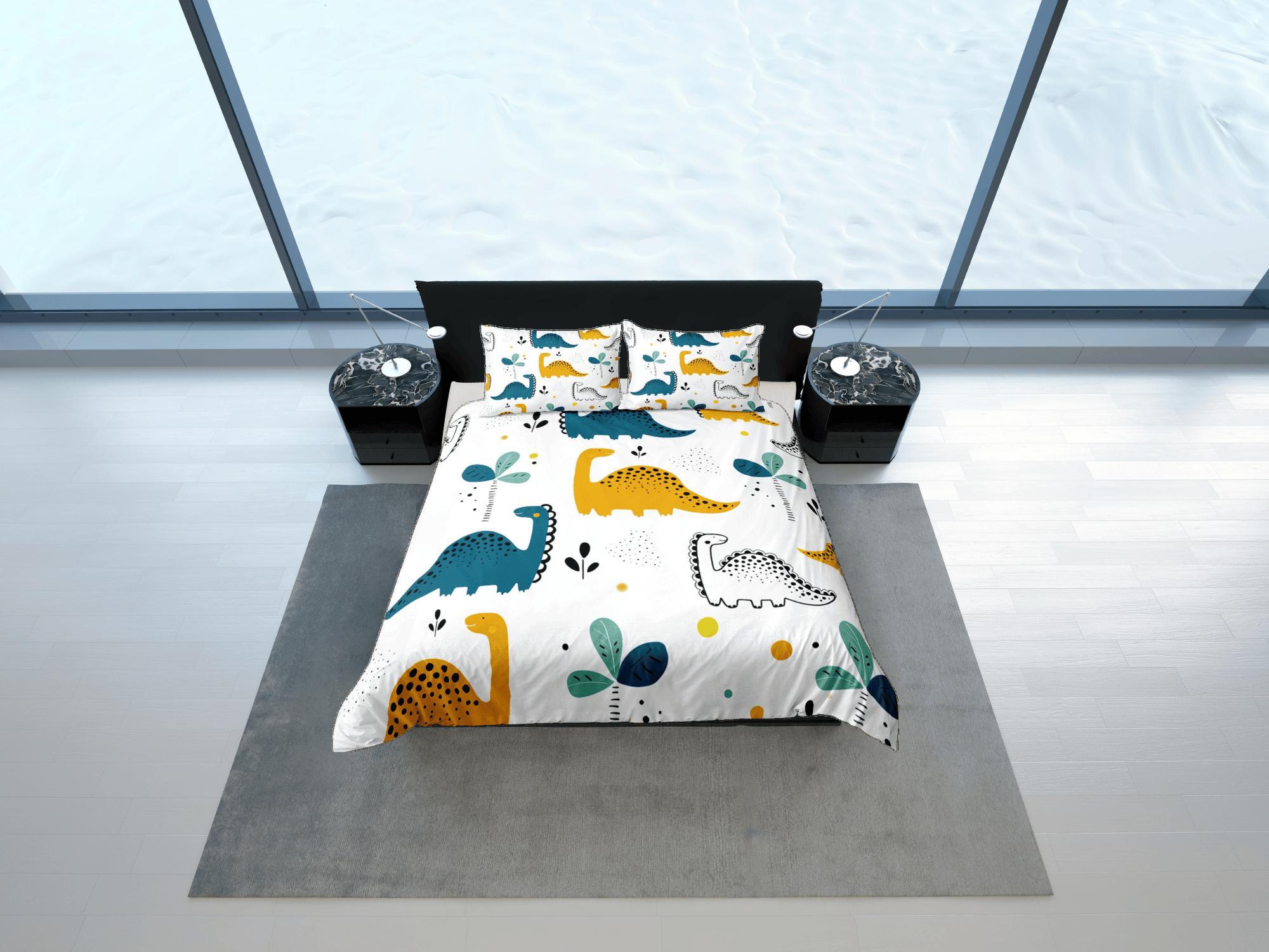 daintyduvet Dinosaurs Duvet Cover Set Colorful Bedspread, Kids Full Bedding Set with Pillowcase, Comforter Cover Twin