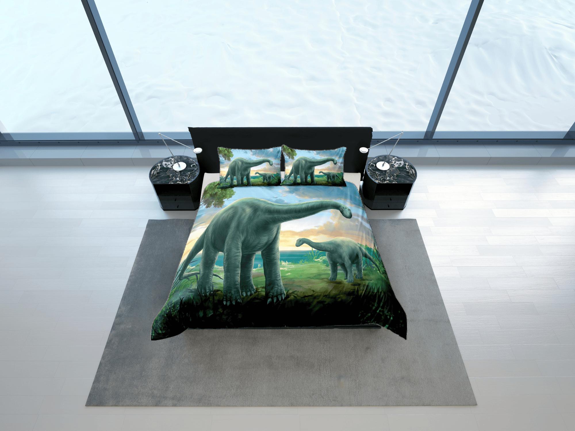 daintyduvet Diplodocus dinosaur green bedding, adult duvet cover, dorm bedding, teen boys bedding set full, animal prints duvet cover set, dinosaur gift