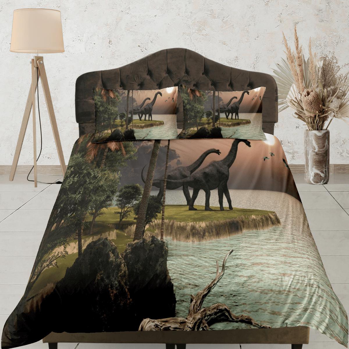 daintyduvet Diplodocus dinosaur in island bedding, adult duvet cover, dorm bedding, teen boys bedding set full, animal duvet cover set, dinosaur gift