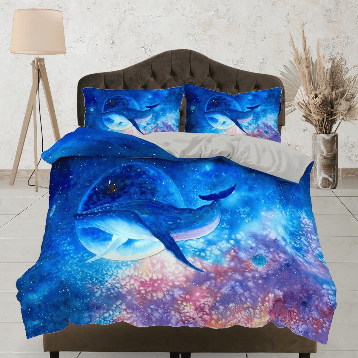 daintyduvet dolphin bedding duvet cover, ocean blush decor bottle nose dolphin bedding set full king queen twin, college dorm bedding gift