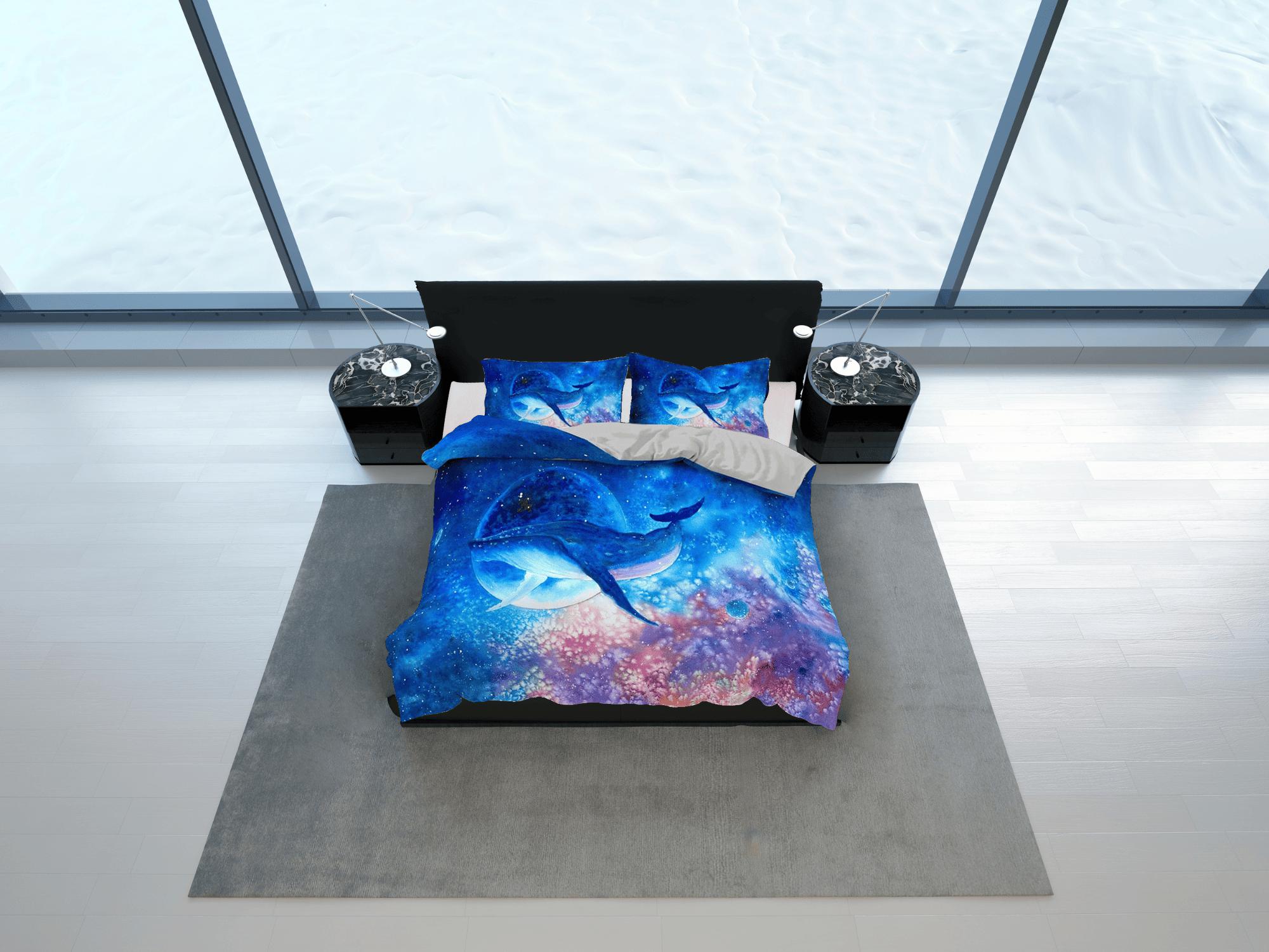 daintyduvet dolphin bedding duvet cover, ocean blush decor bottle nose dolphin bedding set full king queen twin, college dorm bedding gift