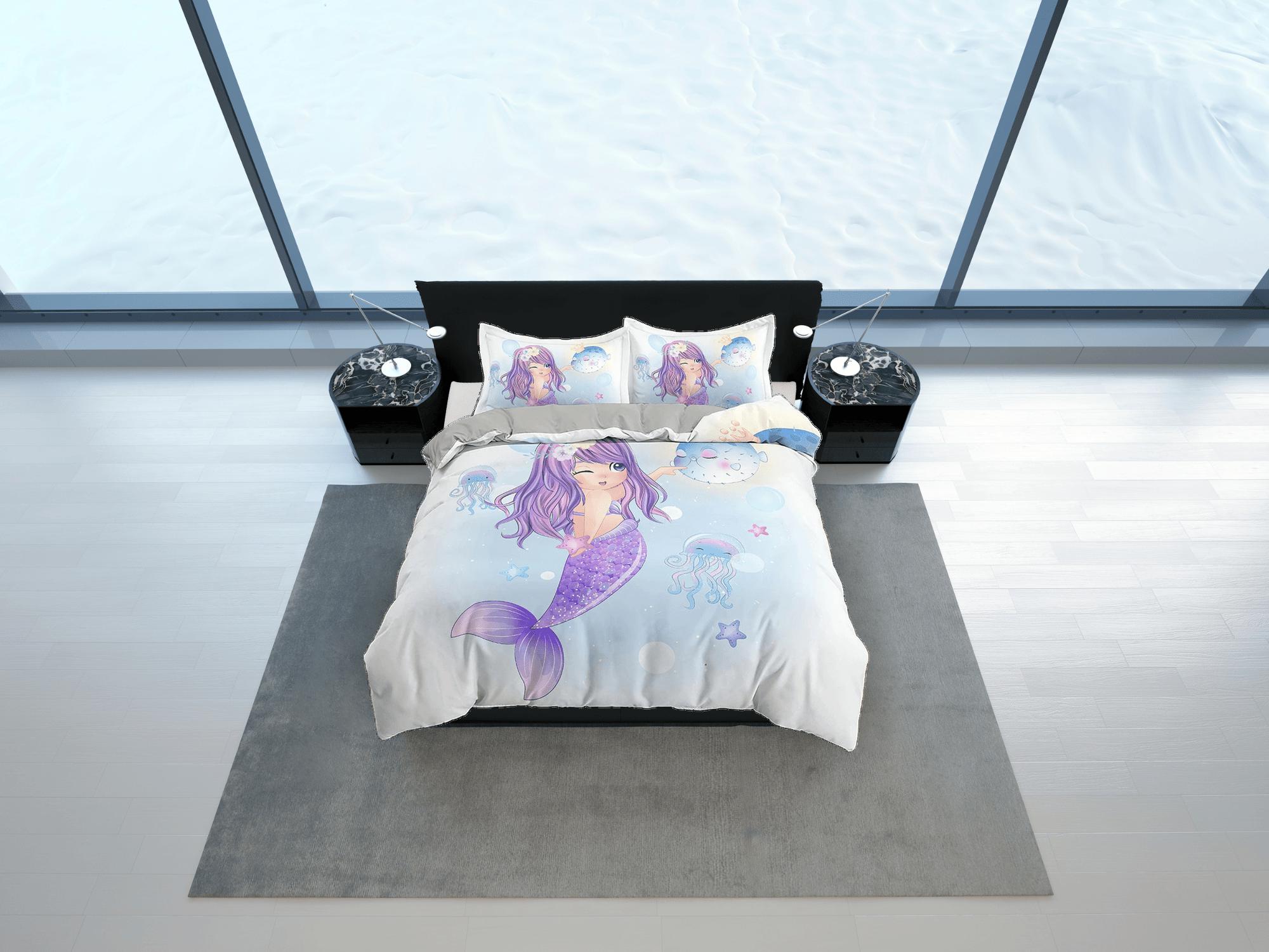 daintyduvet Fantasy Mermaid Purple Bedding, Duvet Cover Set & Pillowcase, Zipper Bedding, Dorm Bedding, Teens Adult Duvet King Queen Full Twin Single