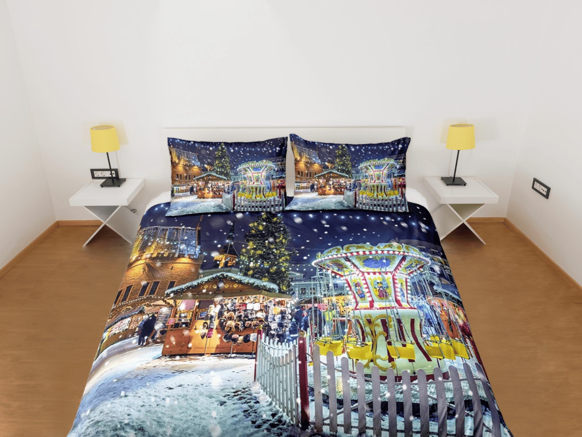daintyduvet Festive Christmas scenery bedding & pillowcase holiday gift duvet cover king queen full twin toddler bedding baby Christmas farmhouse decor