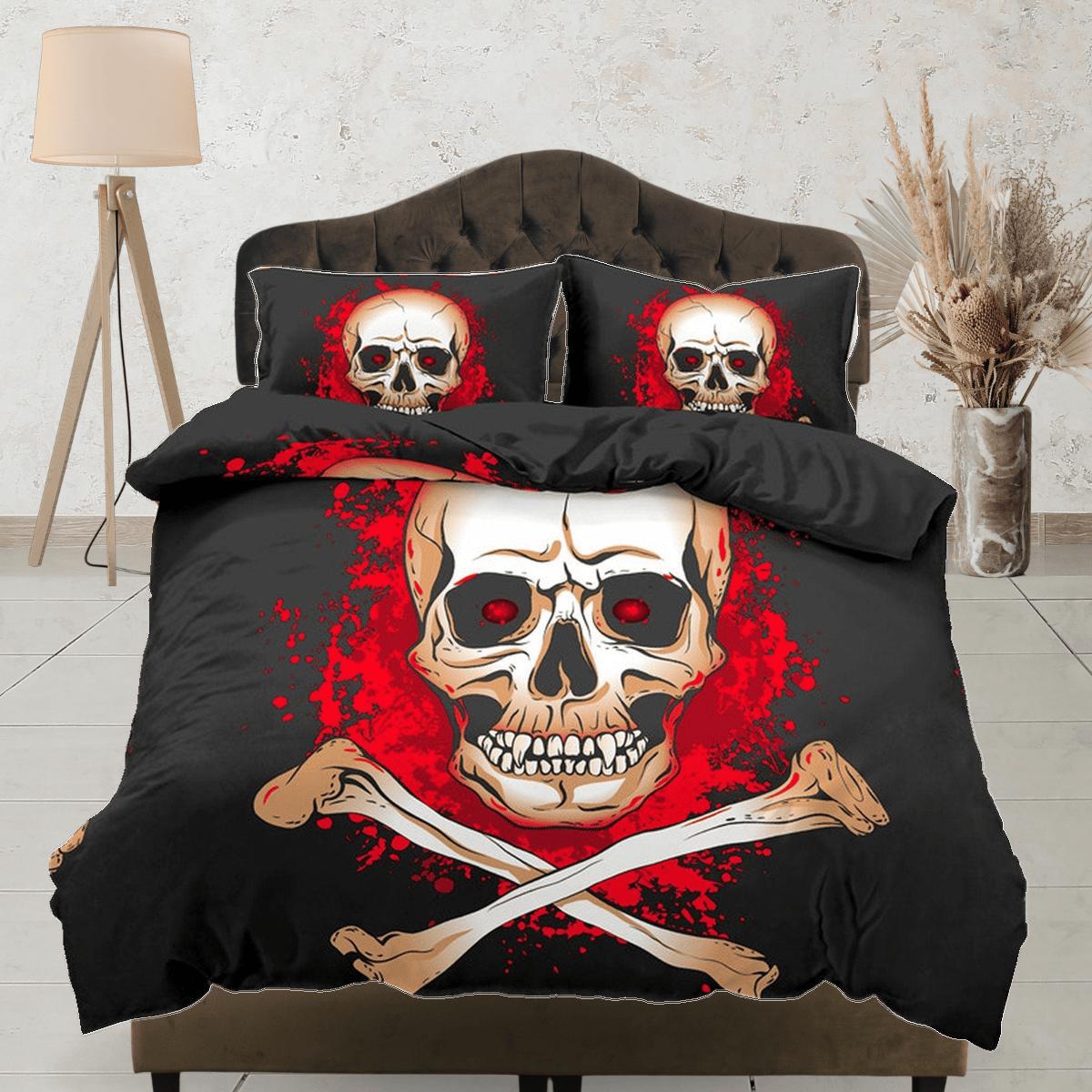 daintyduvet Flaming Skull Black Duvet Cover Set Bedspread, Dorm Bedding with Pillowcase