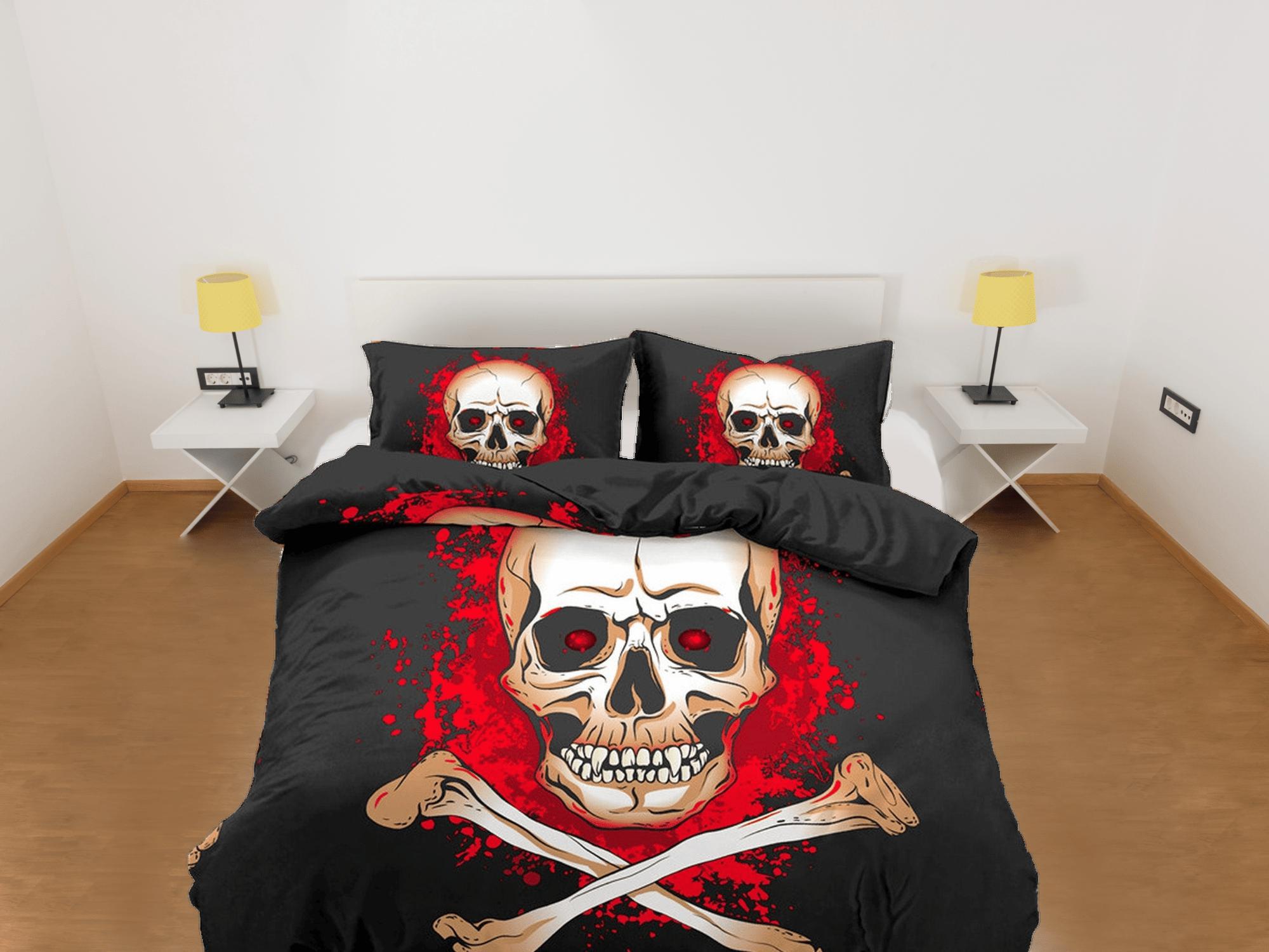 daintyduvet Flaming Skull Black Duvet Cover Set Bedspread, Dorm Bedding with Pillowcase