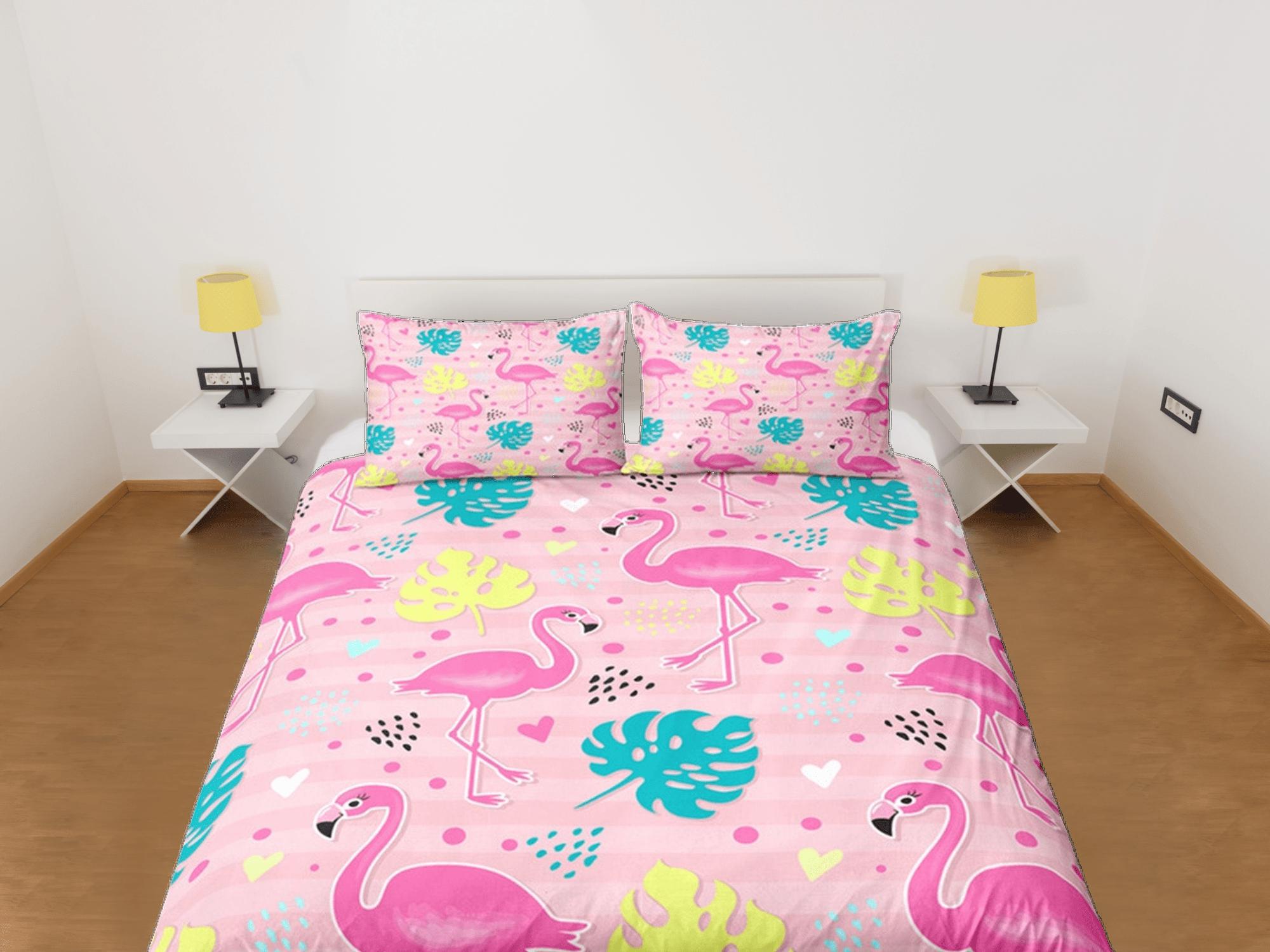 daintyduvet Flamingo Pink Duvet Cover Set Cute Bedspread, Dorm Bedding with Pillowcase