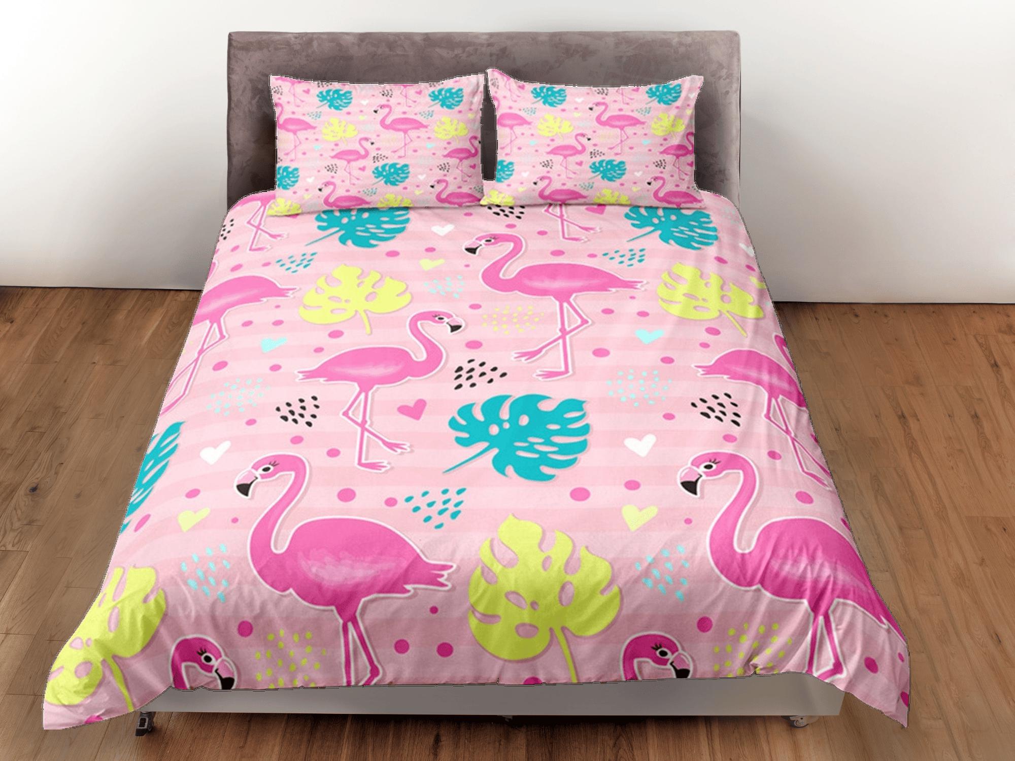 daintyduvet Flamingo Pink Duvet Cover Set Cute Bedspread, Dorm Bedding with Pillowcase