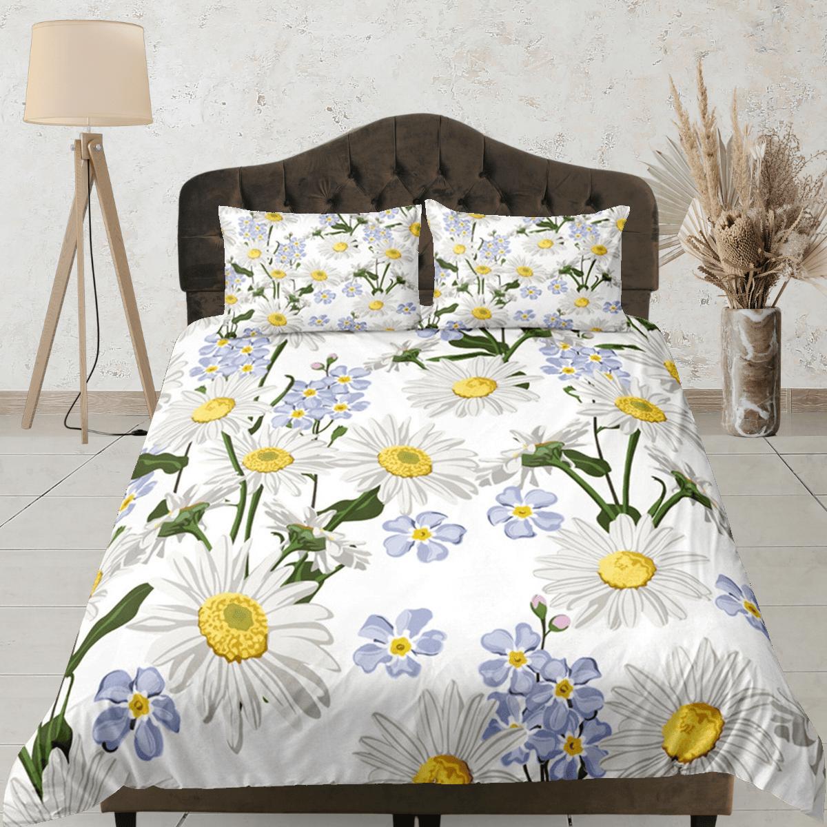 daintyduvet Floral Duvet Cover Set White Bedspread Dorm Bedding Set Daisy