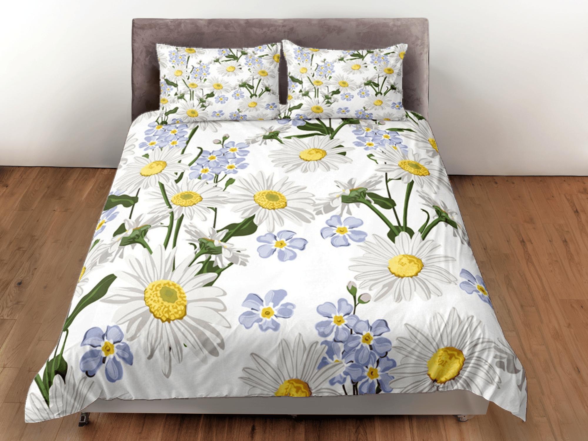 daintyduvet Floral Duvet Cover Set White Bedspread Dorm Bedding Set Daisy