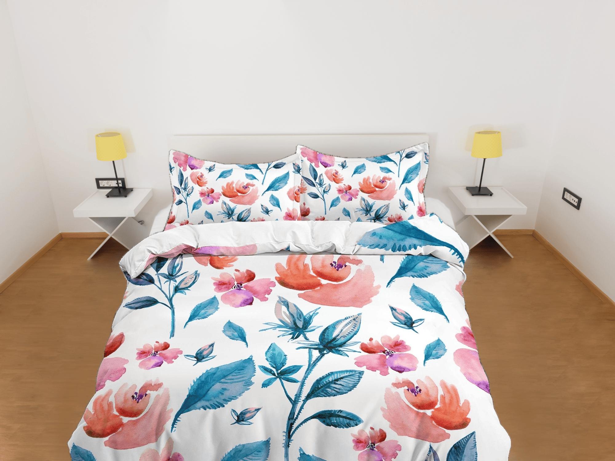 daintyduvet Floral painting style duvet cover colorful bedding, teen girl bedroom, baby girl crib bedding boho maximalist bedspread aesthetic bedding