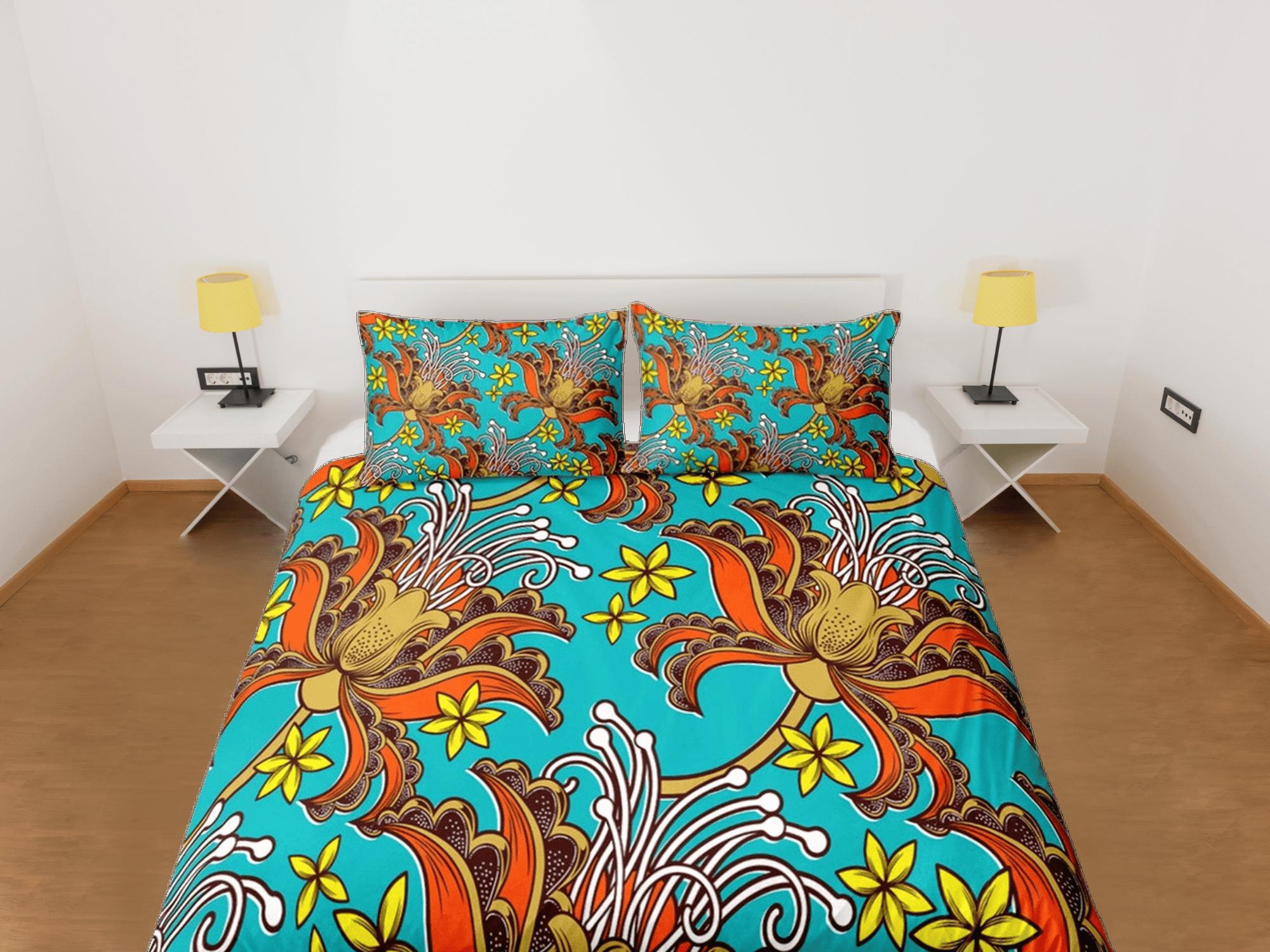 daintyduvet Floral printed african bedding set duvet cover, boho bedding african ethnic tribal designs, afrocentric designer bedding, south african gift
