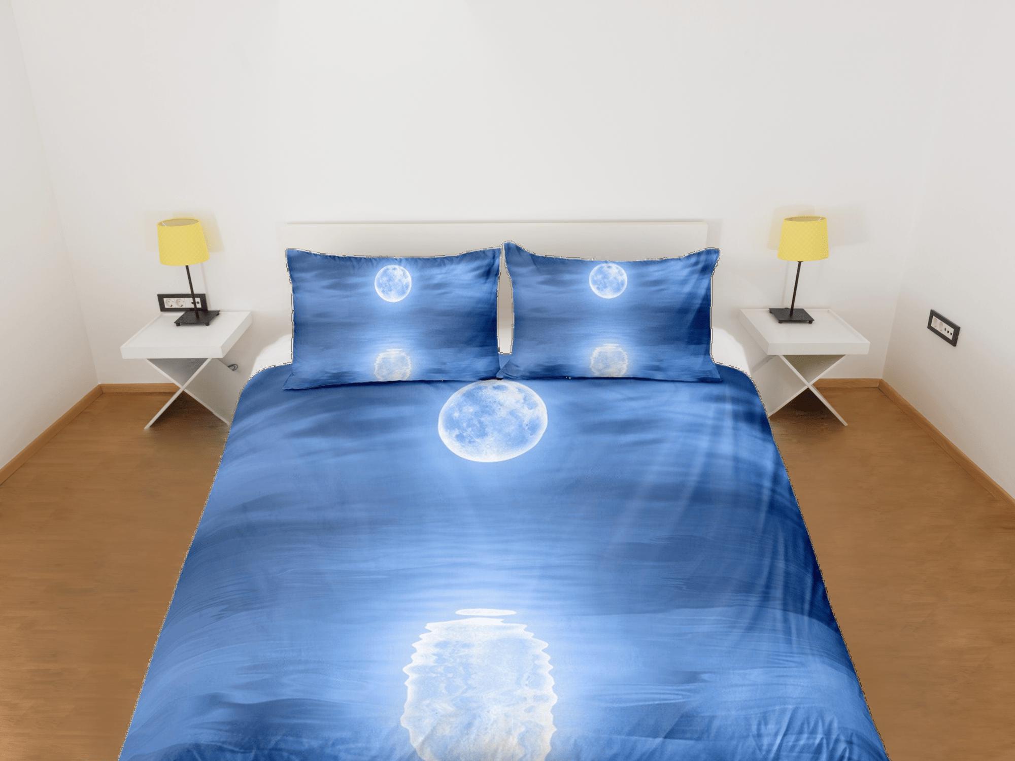 daintyduvet Full Moon Over the Sea Duvet Cover Set Colorful Bedspread, Dorm Bedding Pillowcase