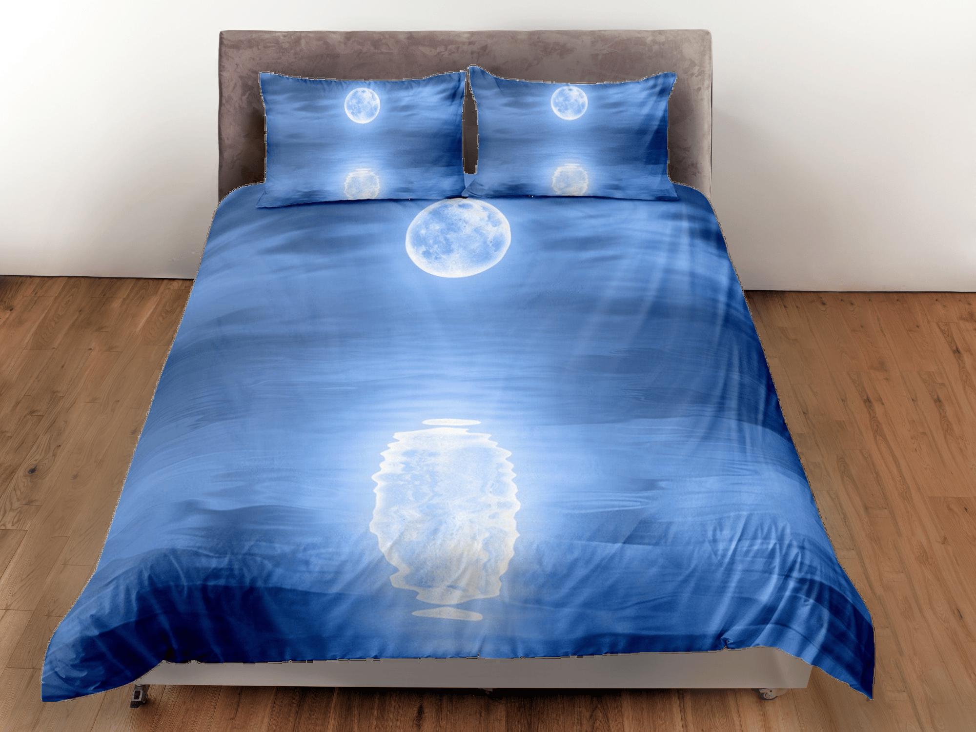 daintyduvet Full Moon Over the Sea Duvet Cover Set Colorful Bedspread, Dorm Bedding Pillowcase