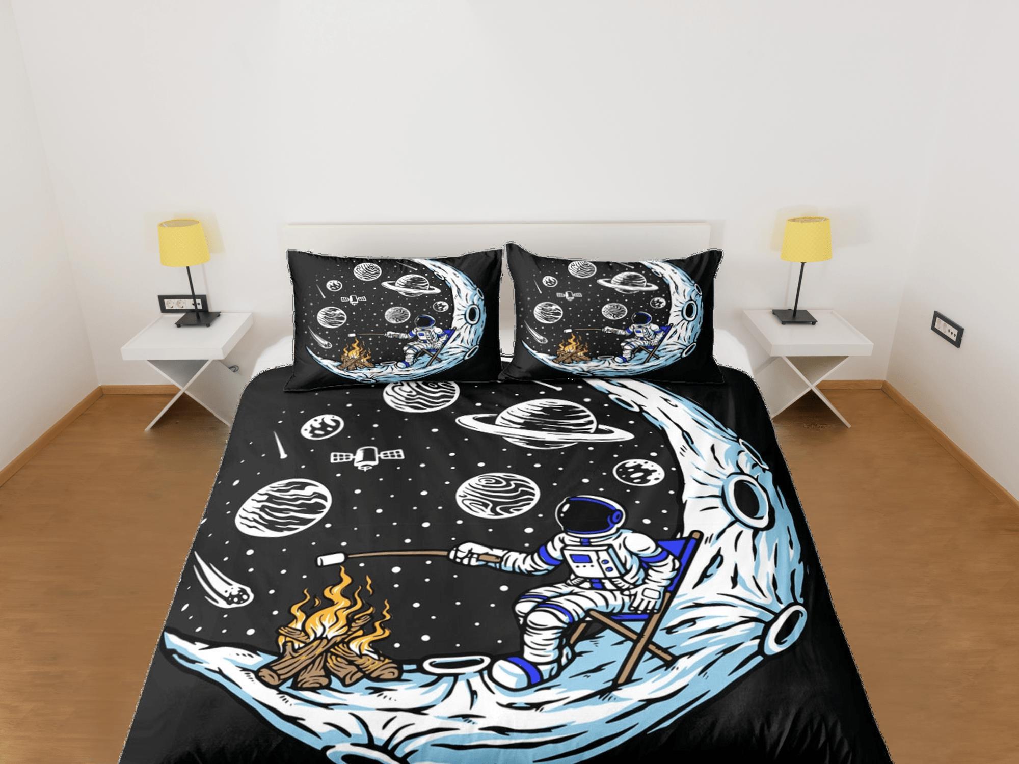 daintyduvet Galaxy Astronaut Space Bonfire Duvet Cover Set Bedspread, Kids Bedding & Pillowcase