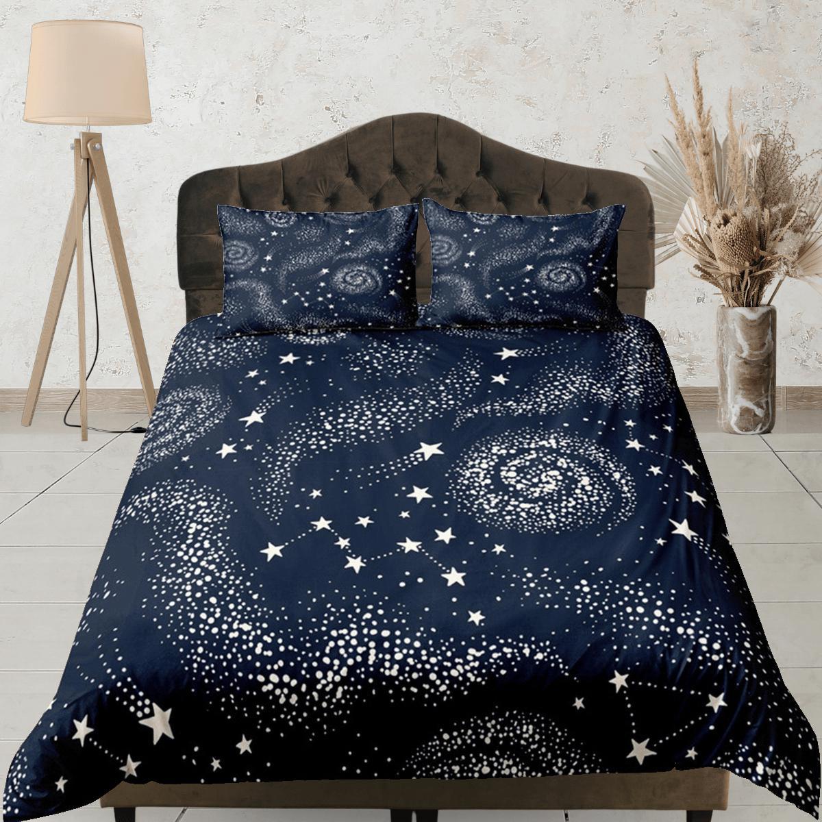 daintyduvet Galaxy Black Duvet Cover Set Starry Night Bedspread, Dorm Bedding with Pillowcase