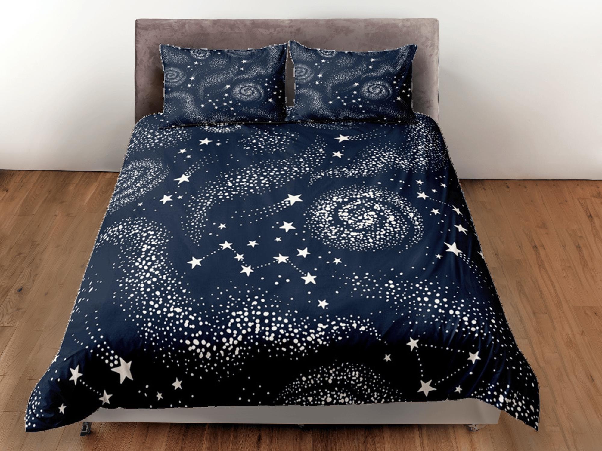 daintyduvet Galaxy Black Duvet Cover Set Starry Night Bedspread, Dorm Bedding with Pillowcase