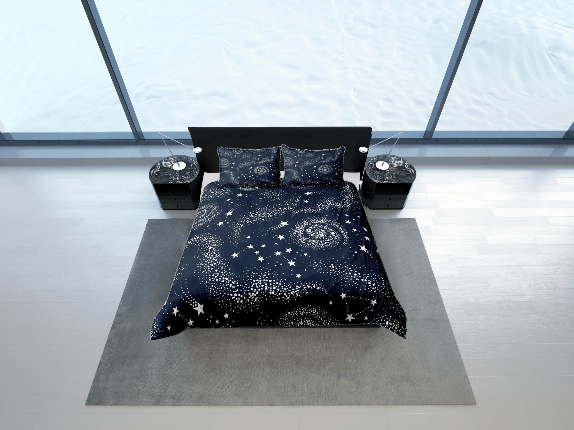 daintyduvet Galaxy Black Duvet Cover Set Starry Night Bedspread, Dorm Bedding with Pillowcase