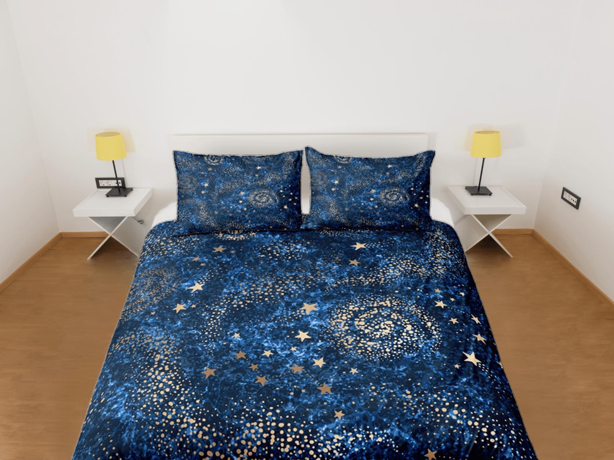 daintyduvet Galaxy Blue Duvet Cover Set Starry Night Bedspread, Dorm Bedding with Pillowcase