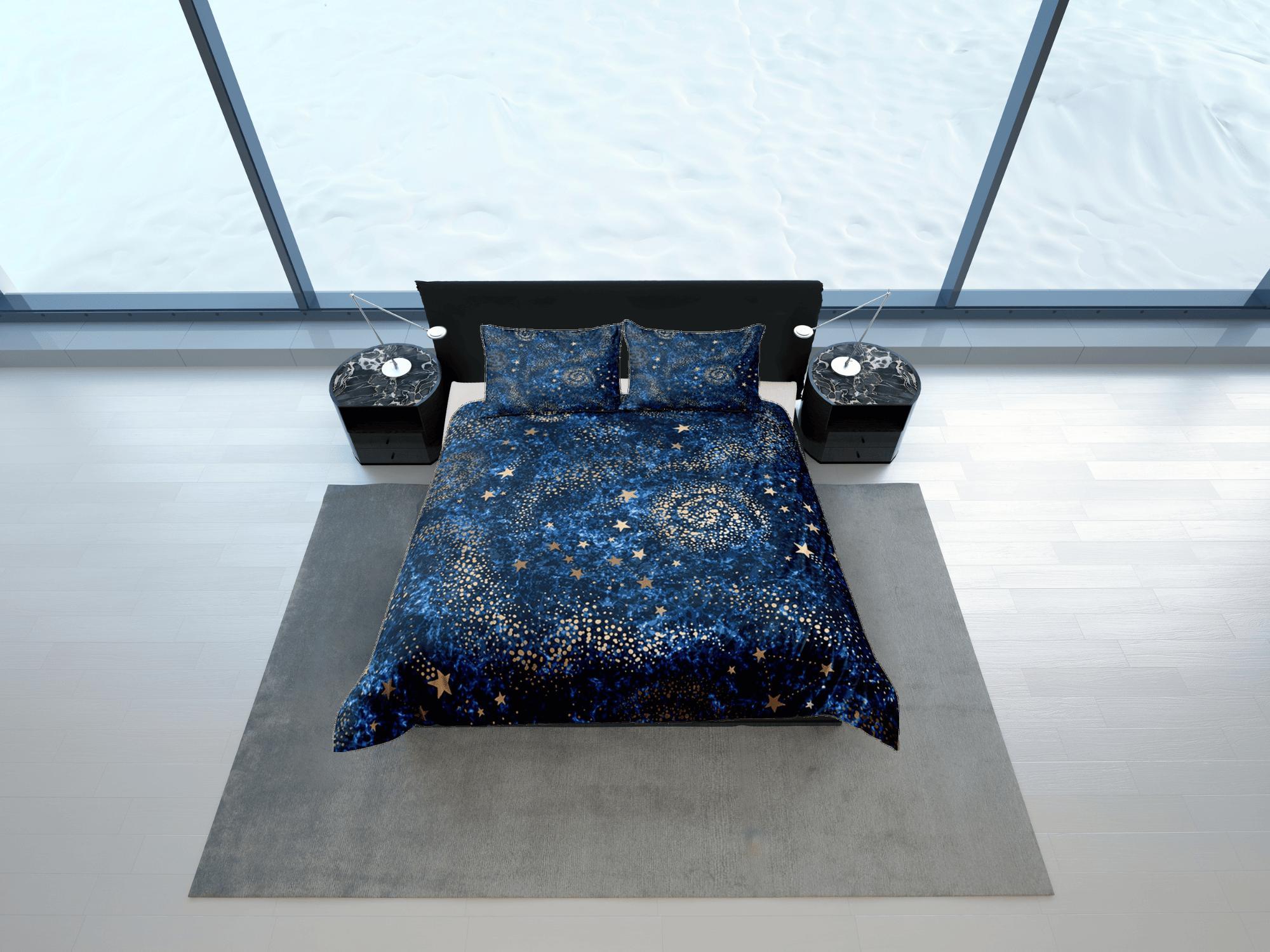 daintyduvet Galaxy Blue Duvet Cover Set Starry Night Bedspread, Dorm Bedding with Pillowcase