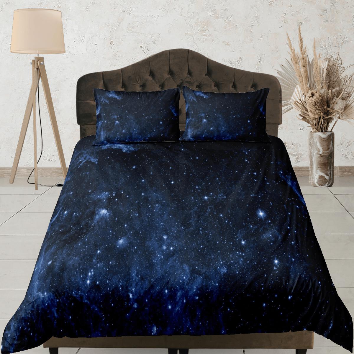 daintyduvet Galaxy dark blue bedding, 3D outer space bedding set full, cosmic duvet cover king, queen, dorm bedding, toddler bedding aesthetic duvet