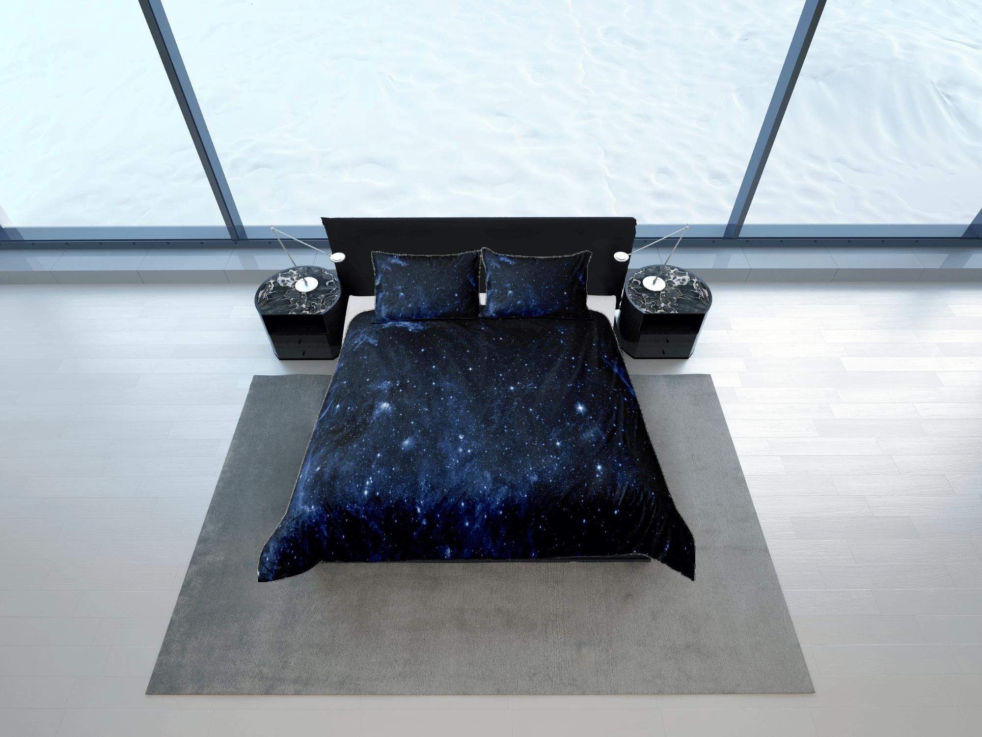daintyduvet Galaxy dark blue bedding, 3D outer space bedding set full, cosmic duvet cover king, queen, dorm bedding, toddler bedding aesthetic duvet