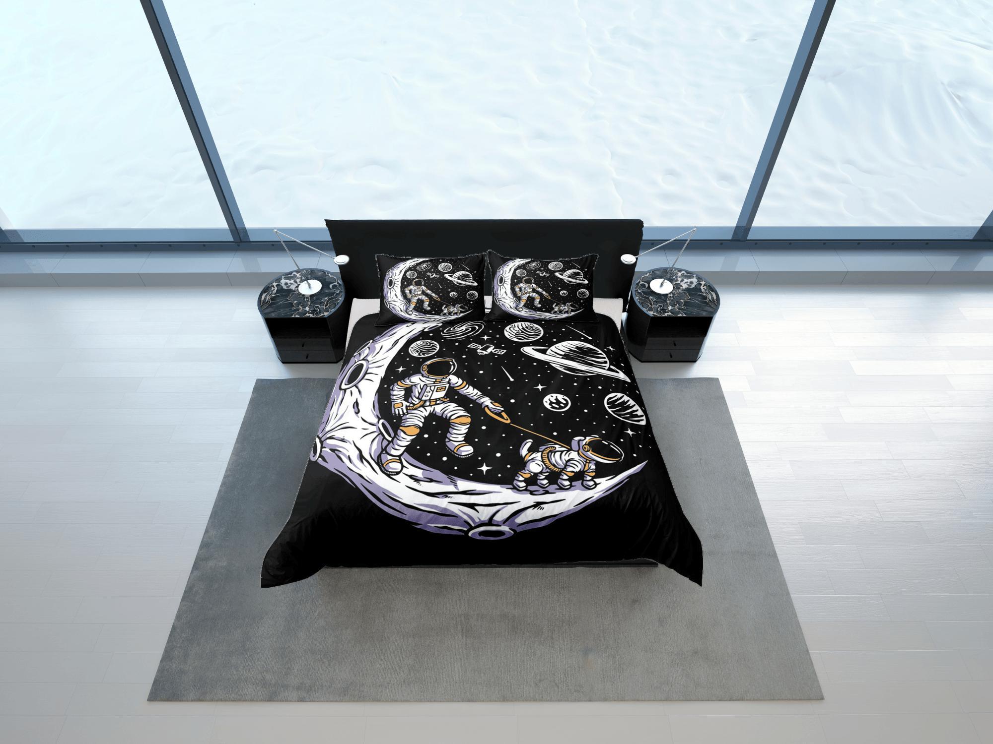 daintyduvet Galaxy Pet Lover Astronaut Duvet Cover Set Bedspread, Kids Bedding with Pillowcase
