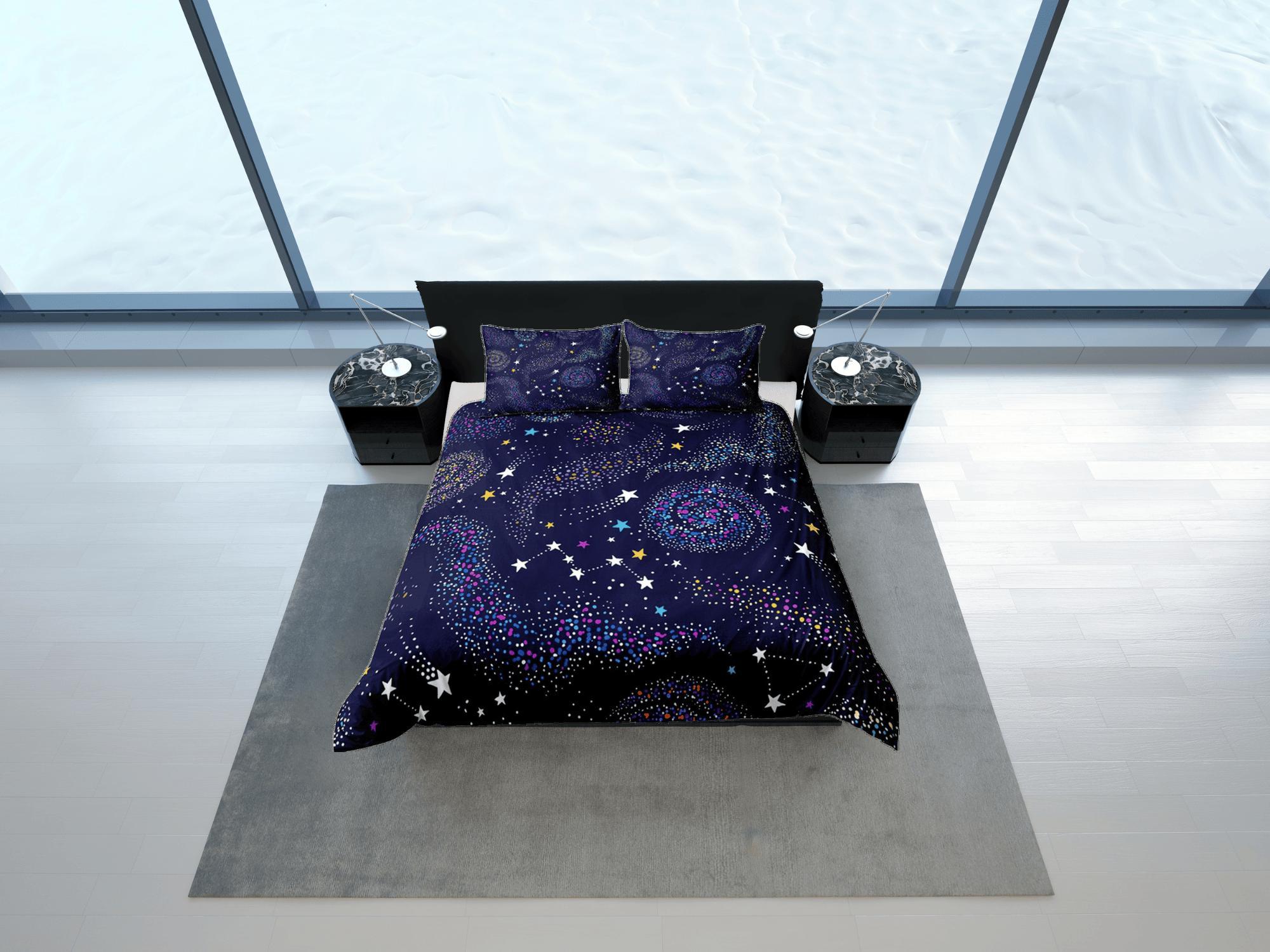 daintyduvet Galaxy Purple Duvet Cover Set Starry Night Bedspread, Dorm Bedding with Pillowcase