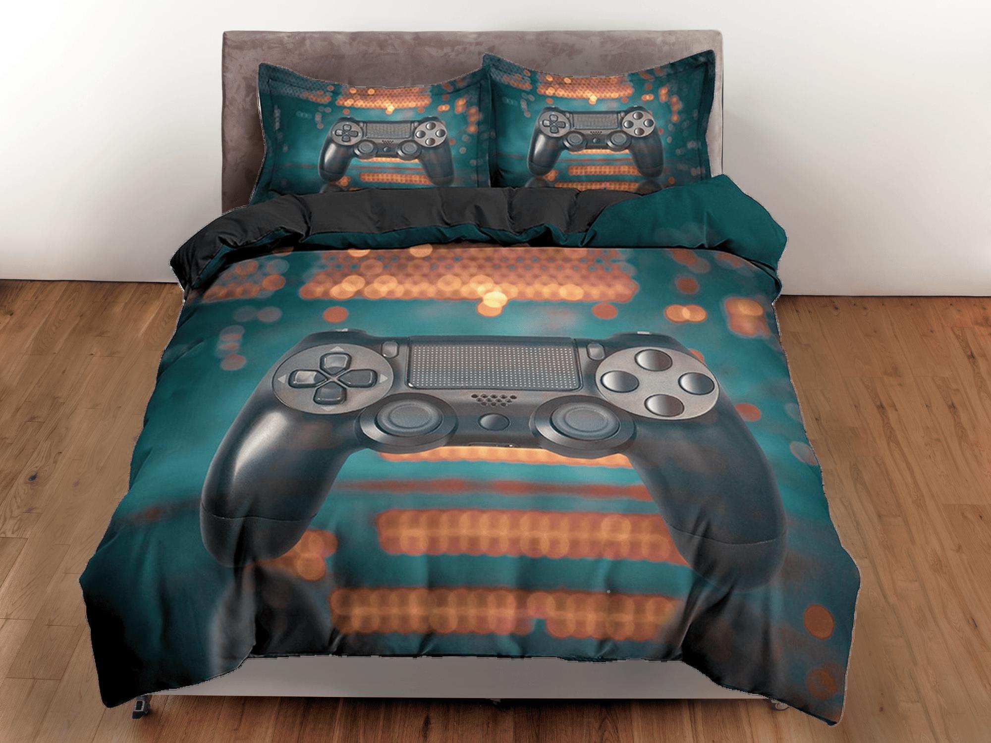 daintyduvet Gamer bedding bokeh effect unique duvet cover, video gamer boyfriend gift bedding set full king queen twin, boys bedroom dorm bedding