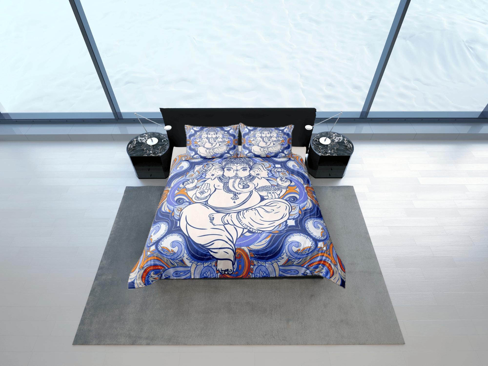 daintyduvet Ganesha Blue Duvet Cover Set Indian Decor, Bedspread Elephant Gift Bedding