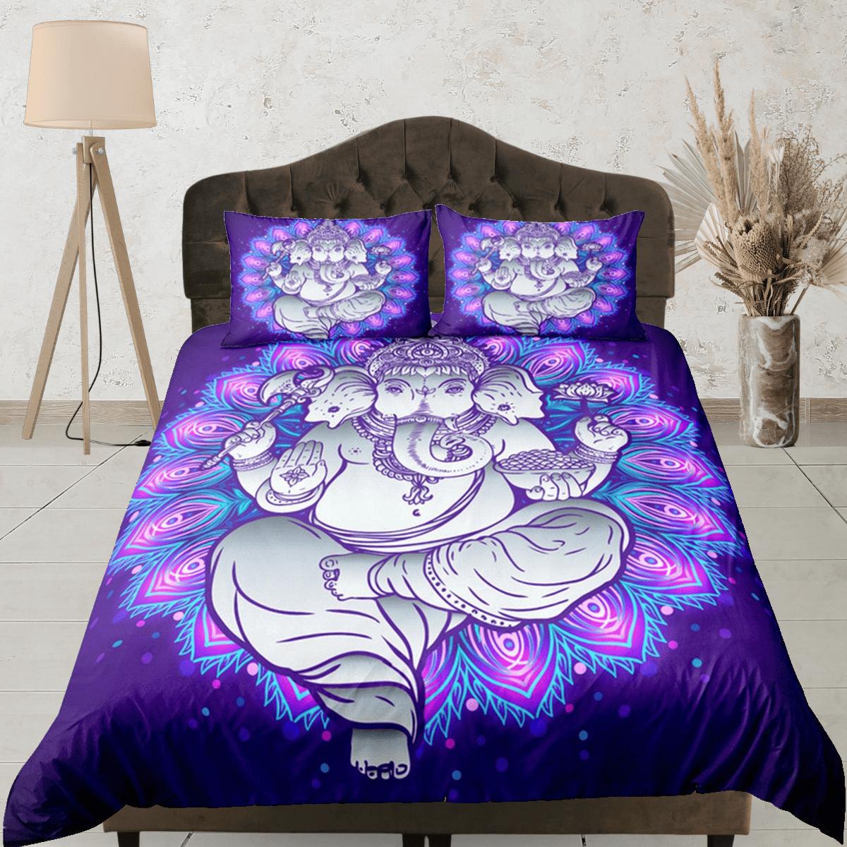 daintyduvet Ganesha Duvet Cover Set Elephant Decor, Indian Decor Hindu Gift Bedding Set, Bedding