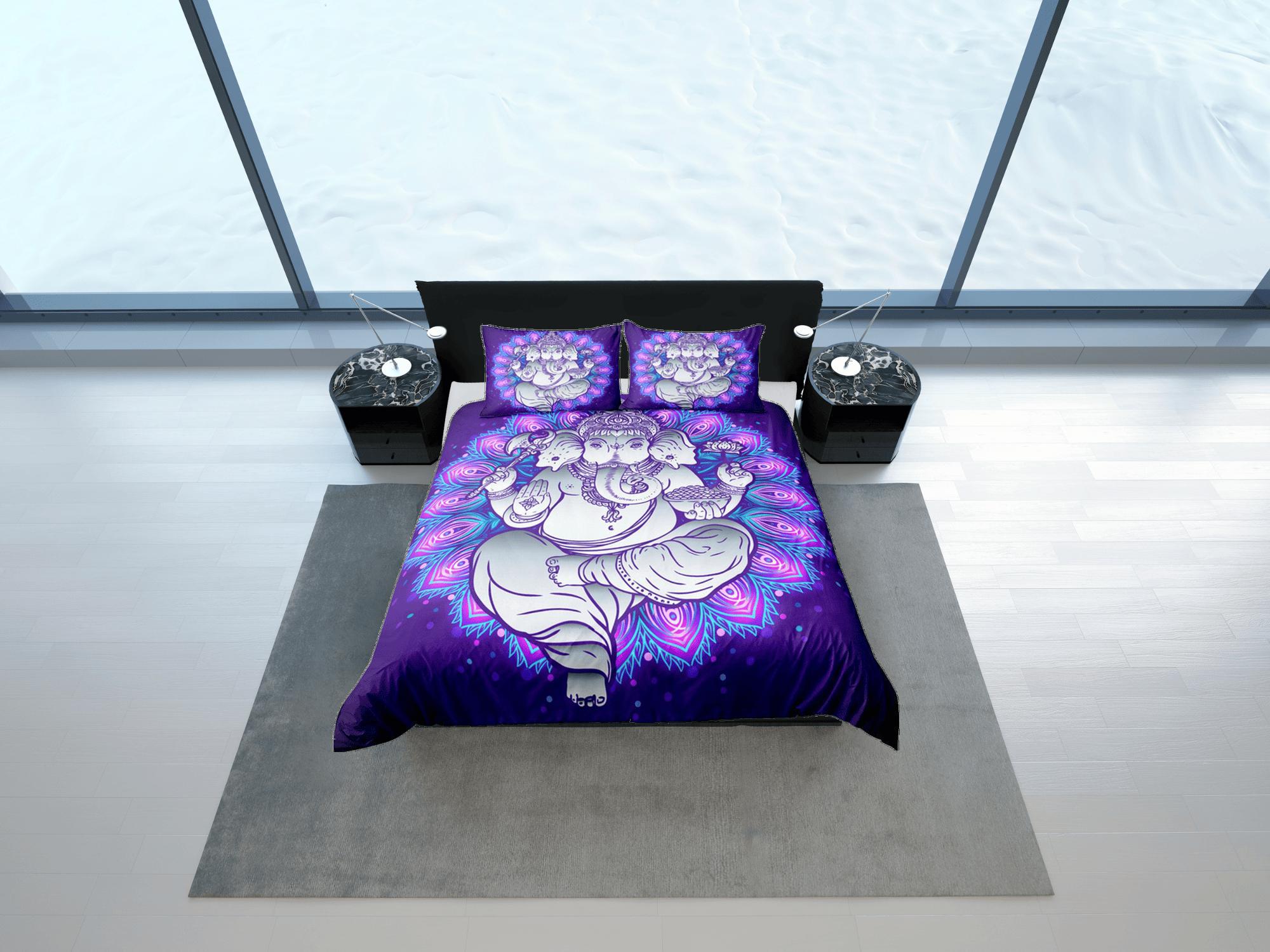 daintyduvet Ganesha Duvet Cover Set Elephant Decor, Indian Decor Hindu Gift Bedding Set, Bedding