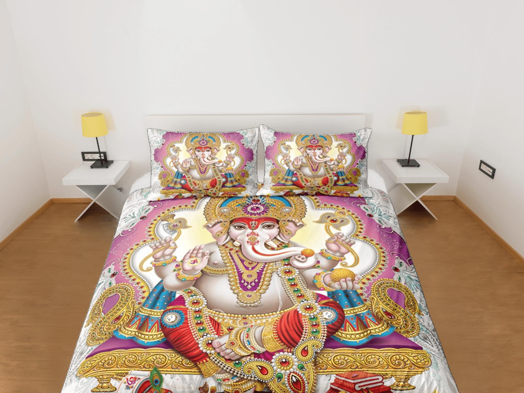 daintyduvet Ganesha Duvet Cover Set Indian Decor, Bedspread Elephant Gift Bedding Set