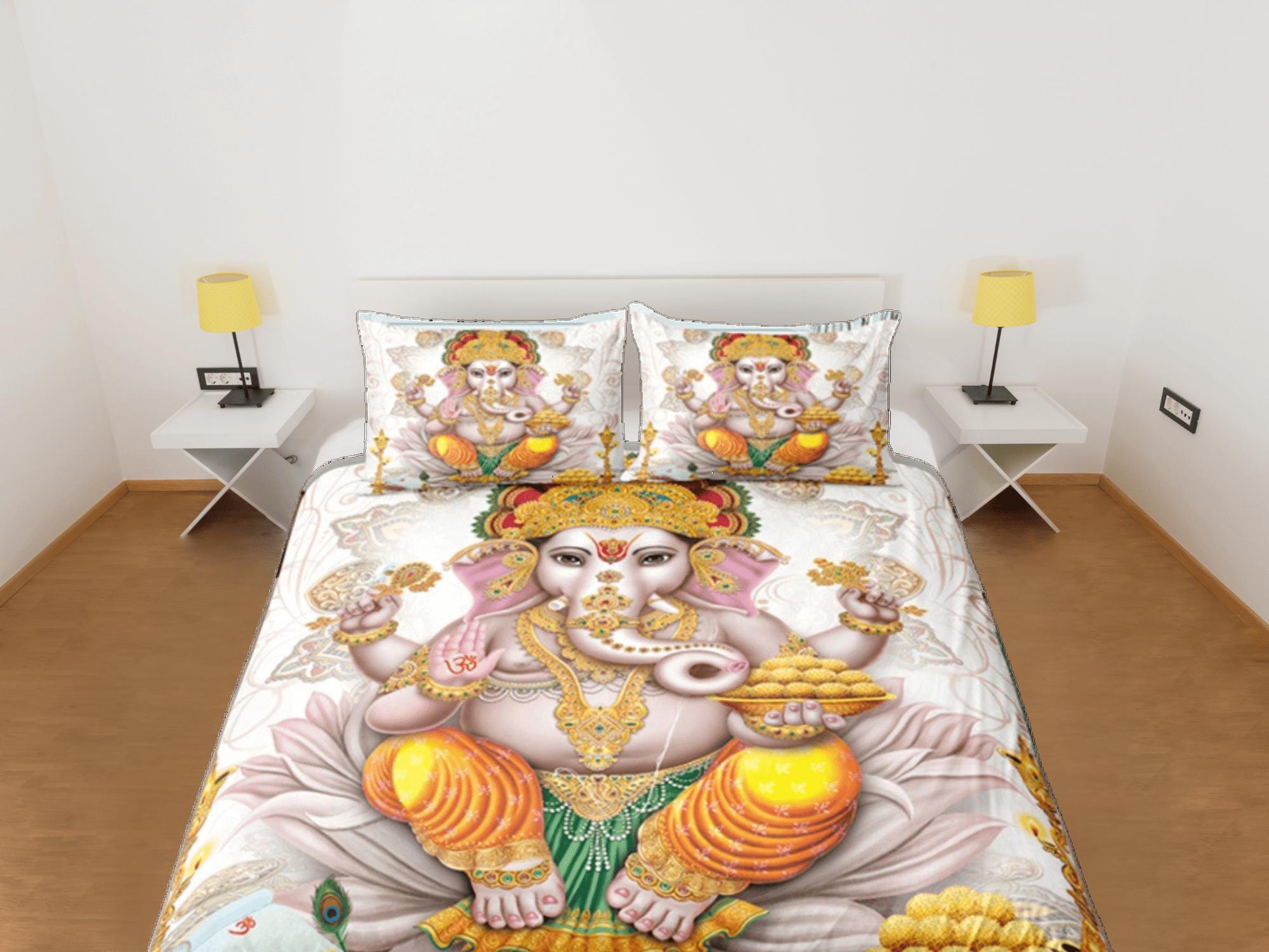 daintyduvet Ganesha Duvet Cover Set Indian Decor, Bedspread Elephant Gift Bedding Set