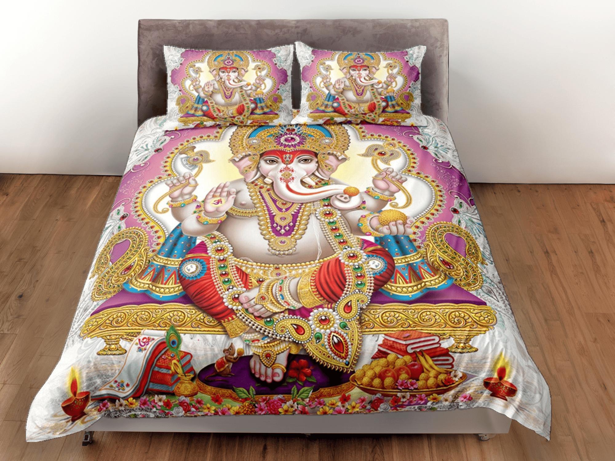 daintyduvet Ganesha Duvet Cover Set Indian Decor, Bedspread Elephant Gift Bedding Set