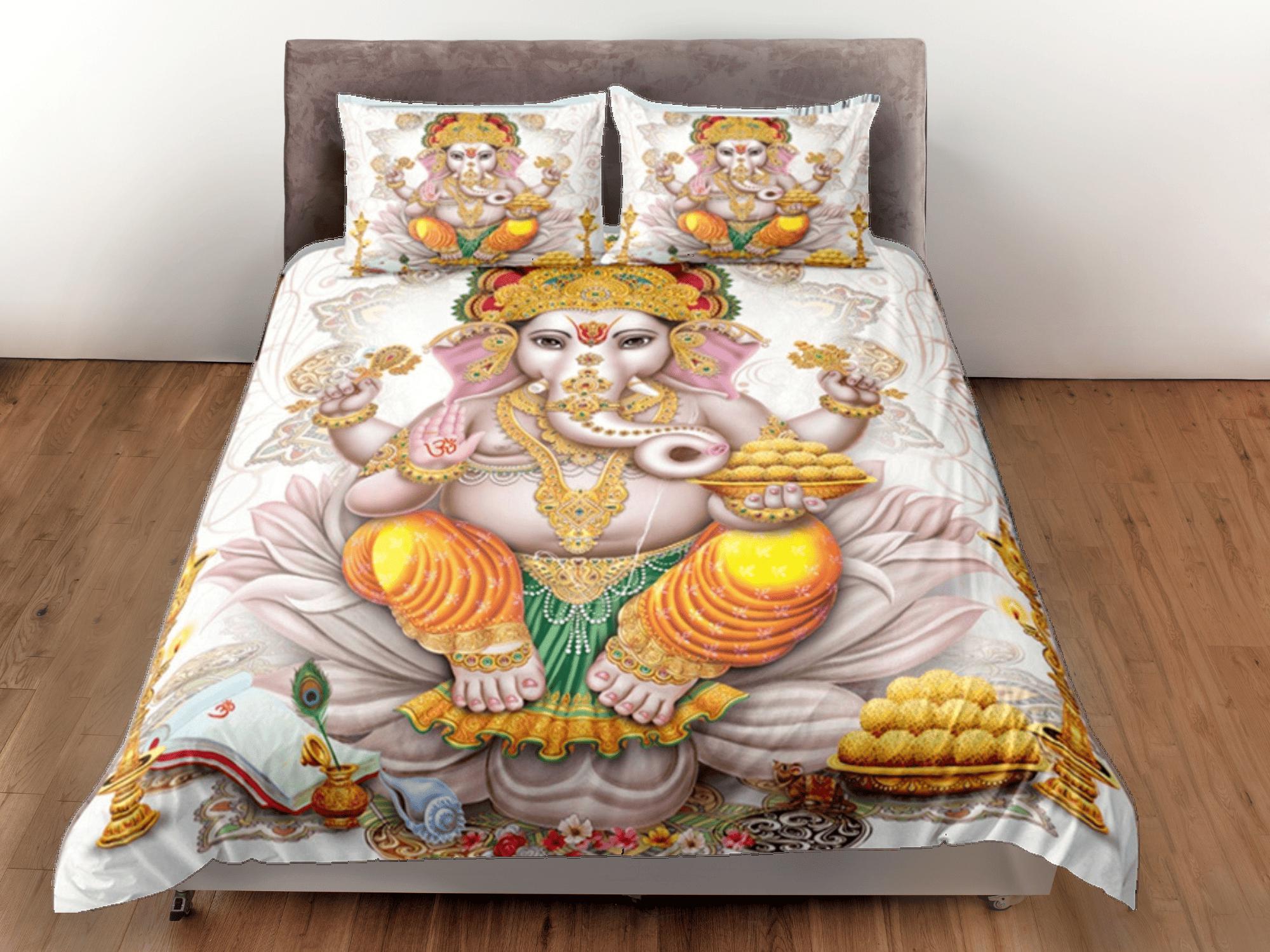 daintyduvet Ganesha Duvet Cover Set Indian Decor, Bedspread Elephant Gift Bedding Set