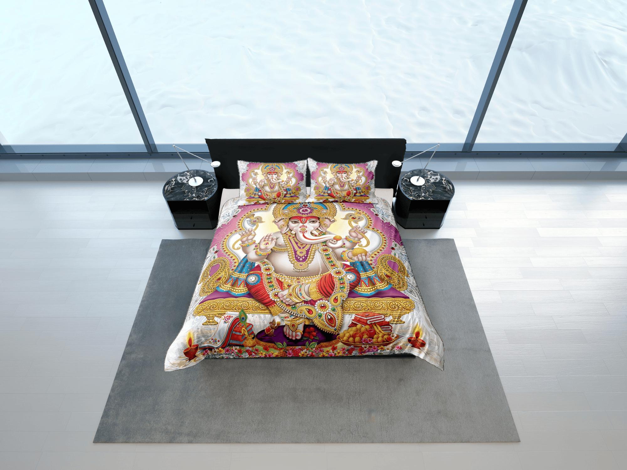 daintyduvet Ganesha Duvet Cover Set Indian Decor, Bedspread Elephant Gift Bedding Set