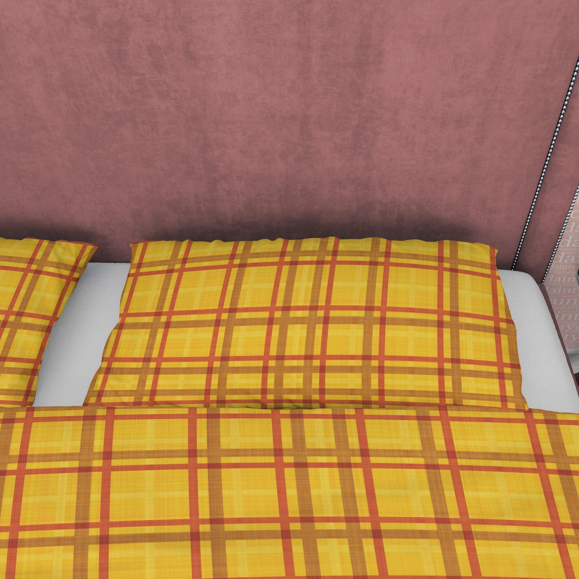 Geometric Yellow Duvet Cover Plaid Bedding, Checkered Modern Farmhouse Rustic Bedroom Set, Square Pattern Blanket Cover Tartan Quilt Cover