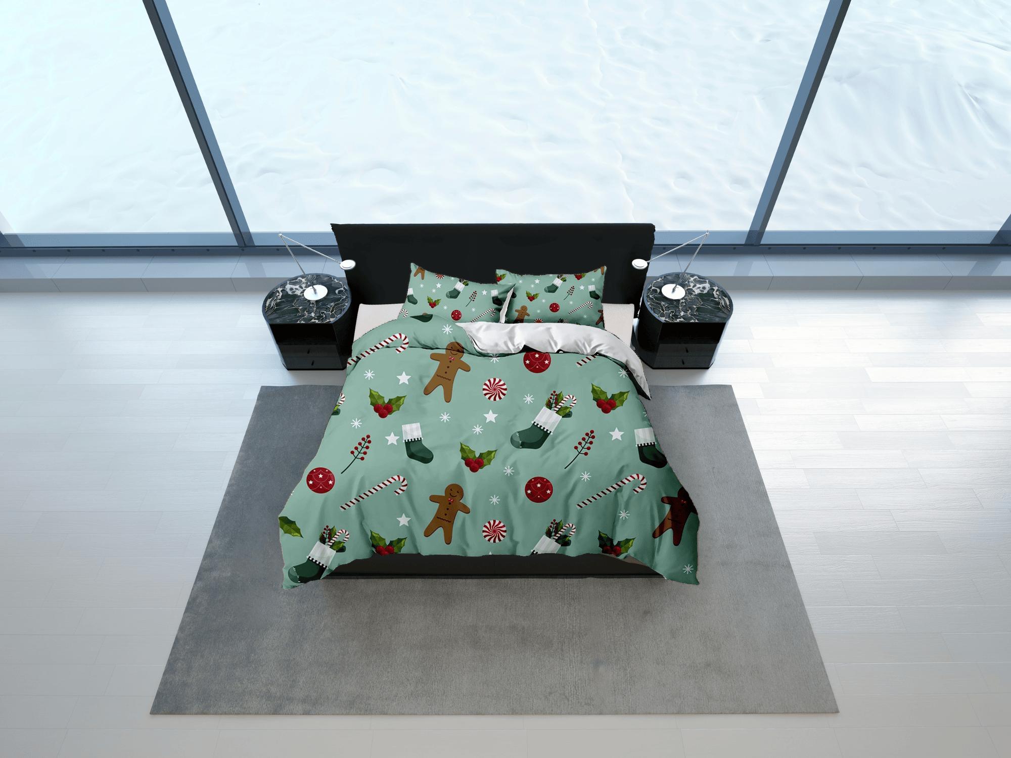 daintyduvet Gingerbread Christmas bedding & pillowcase holiday gift duvet cover king queen full twin toddler bedding baby Christmas farmhouse decor